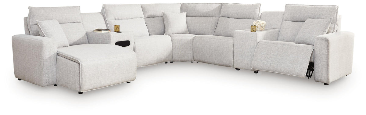 Diamond Furniture - Ashley Furniture - Modmax II 7-Piece Power Reclining Sectional with Chaise and Audio Console - 7-Piece Power Reclining Sectional with Chaise and Audio Console - 65907S43