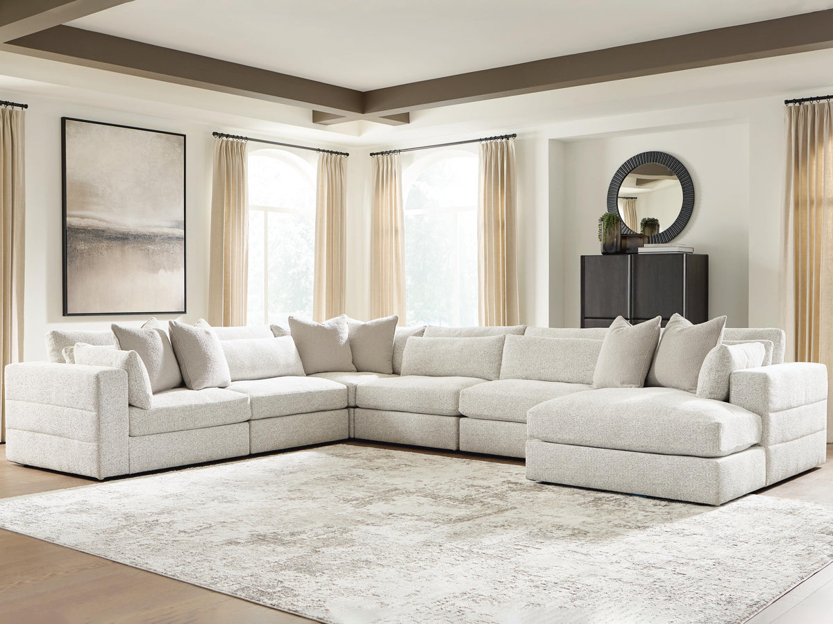 Diamond Furniture - Ashley Furniture - Ashbourne Estate 6-Piece Sectional with Chaise - RAF 6-Piece Sectional with Chaise - PC66004S15