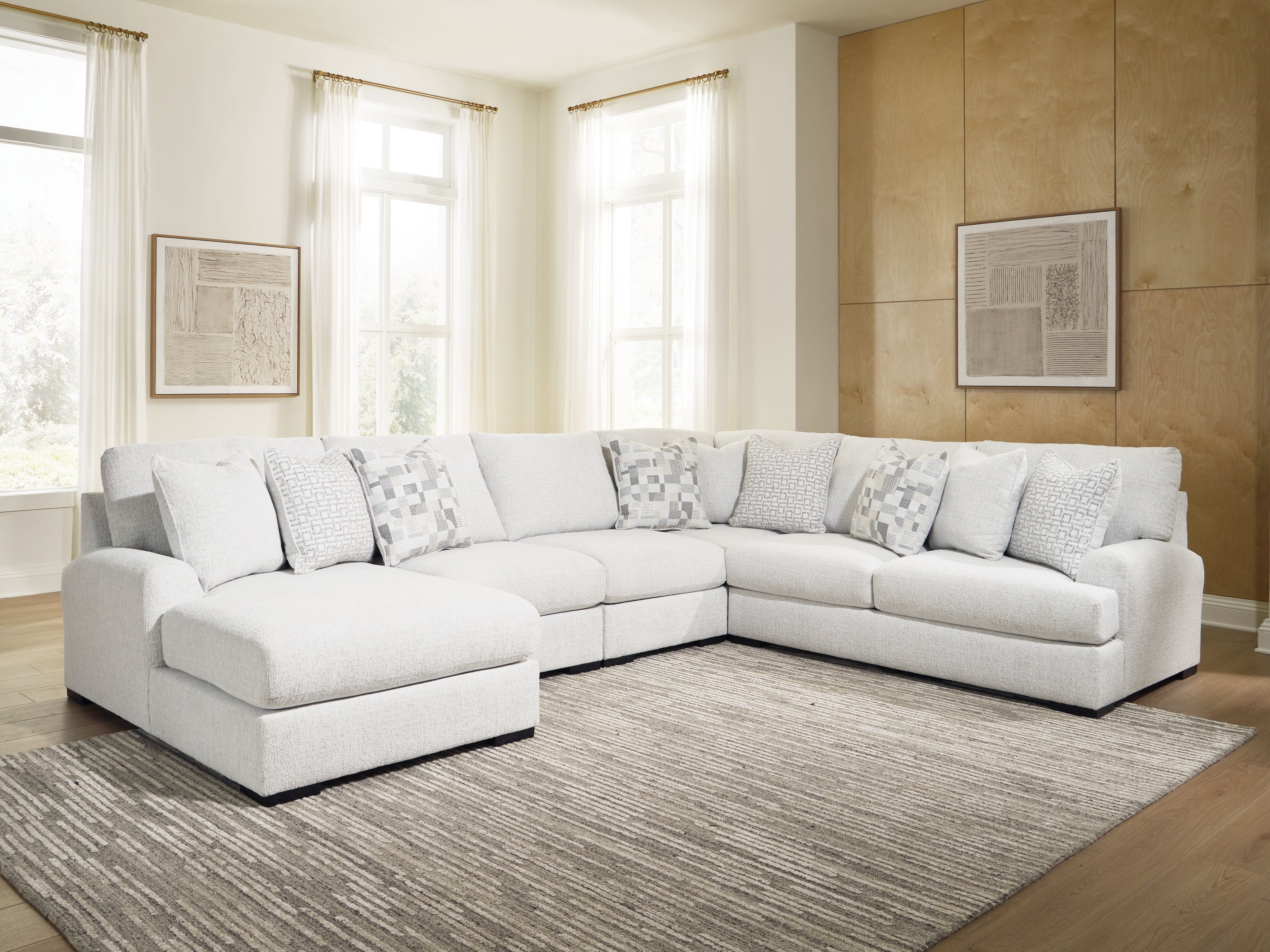 Diamond Furniture - Ashley Furniture - Misty-Lakes 5-Piece Sectional with Chaise - 5-Piece Sectional with Chaise - PC66906S12