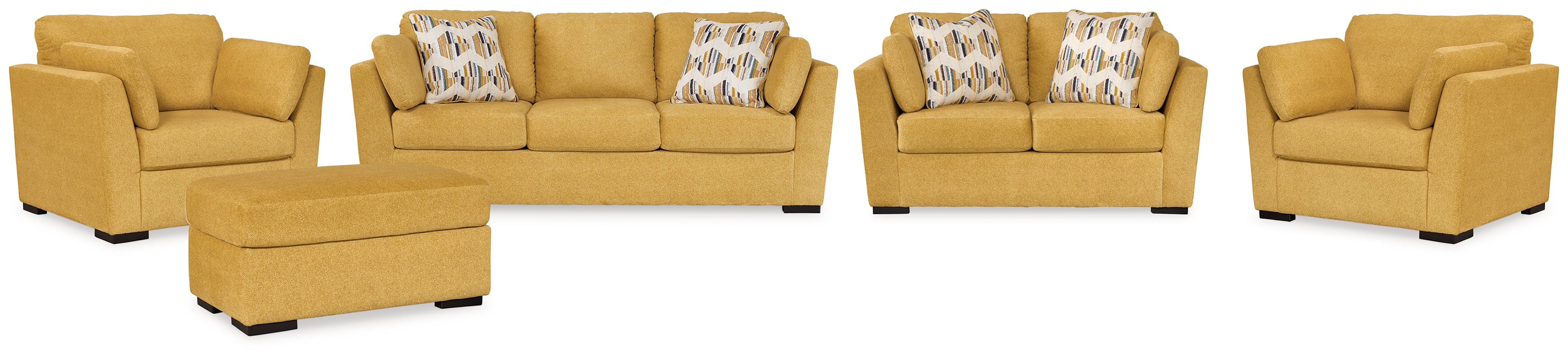 Diamond Furniture - Ashley Furniture - Keerwick Sofa - Sofa, Loveseat, Ottoman and 2 Chairs / Sunflower - 67506U5