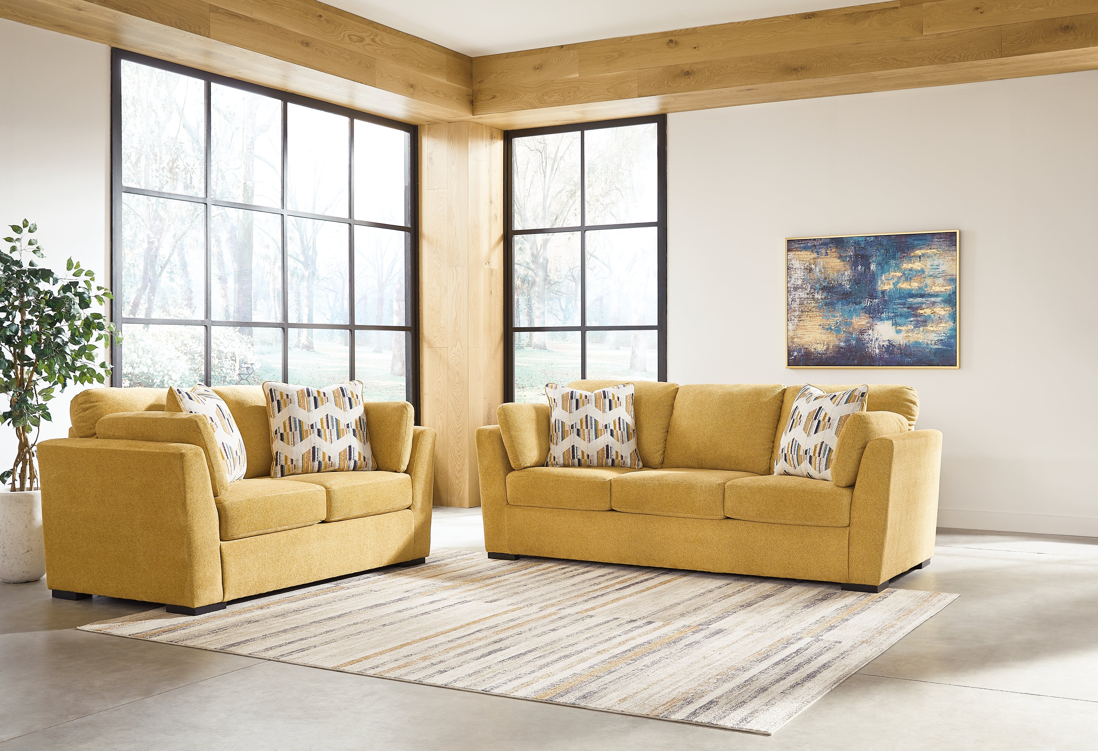 Diamond Furniture - Ashley Furniture - Keerwick Sofa and Loveseat - Sofa and Loveseat / Sunflower - 67506U1