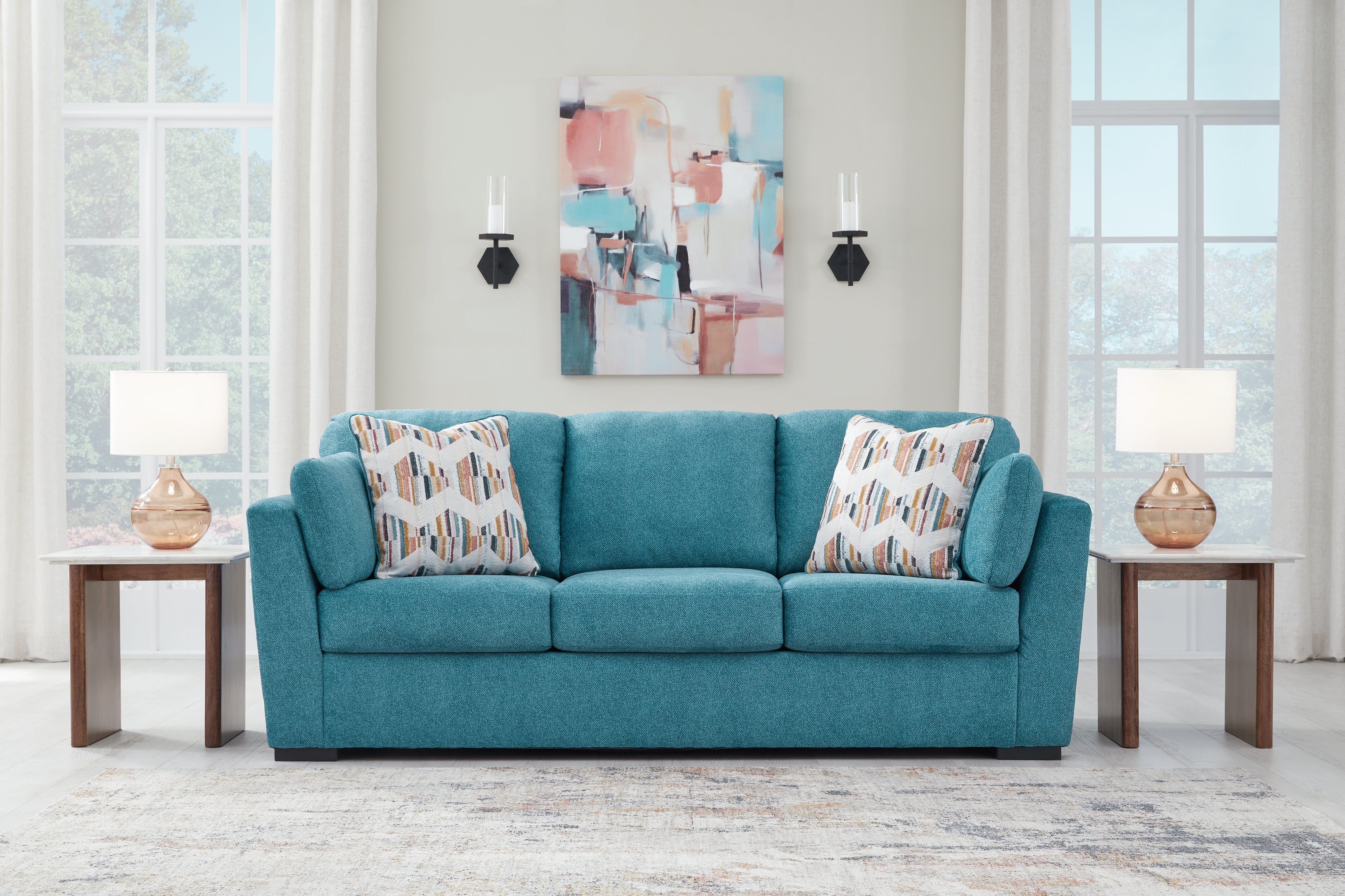 Diamond Furniture - Ashley Furniture - Keerwick Living Room - Sofa / Teal - 6750738