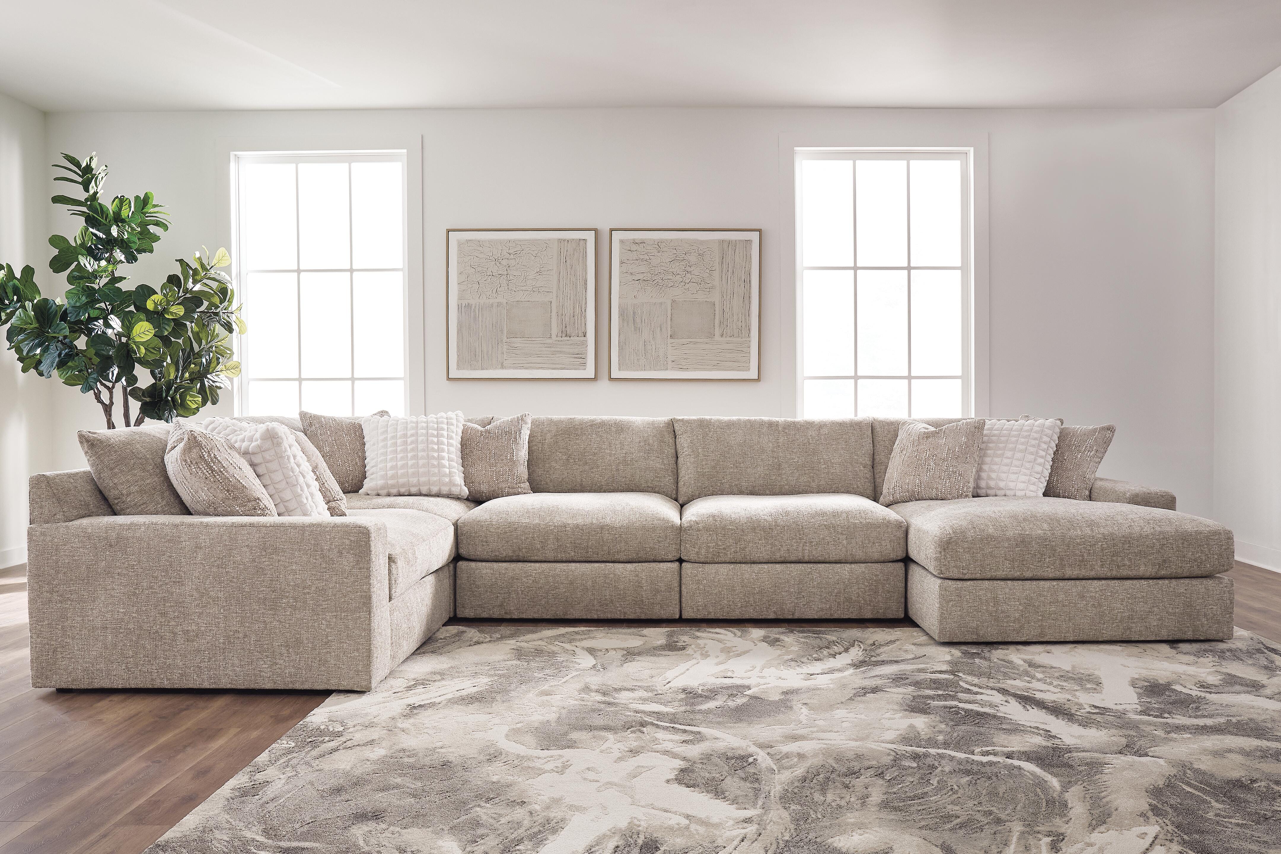 Diamond Furniture - Ashley Furniture - Nexora-Court 5-Piece Sectional with Chaise - RAF 5-Piece Sectional with Chaise - PC68008S13