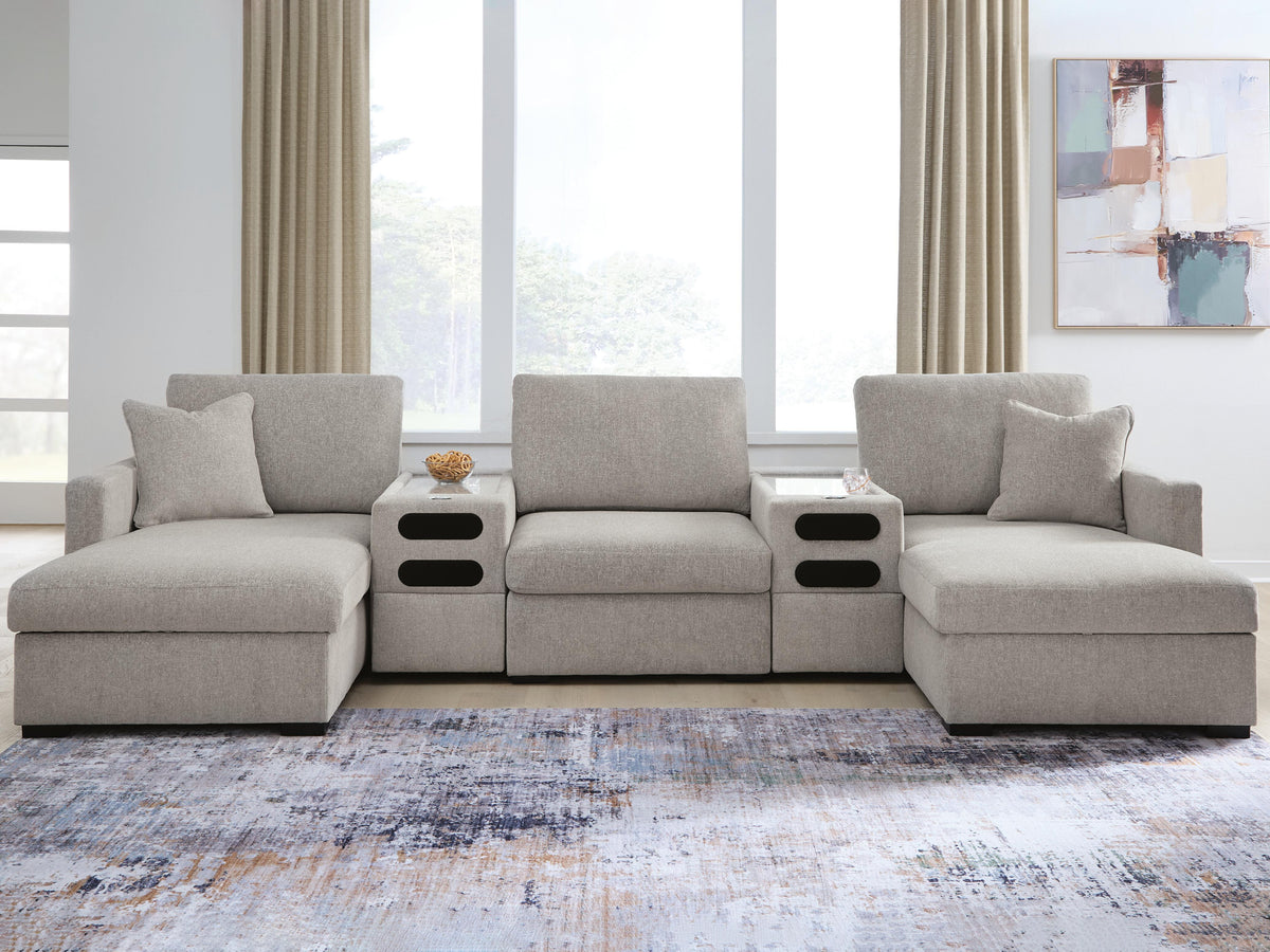Diamond Furniture - Ashley Furniture - ModMax Luxe 5-Piece Double Chaise Sectional with Audio Consoles - RAF 5-Piece Double Chaise Sectional with Audio Consoles - 68605S43