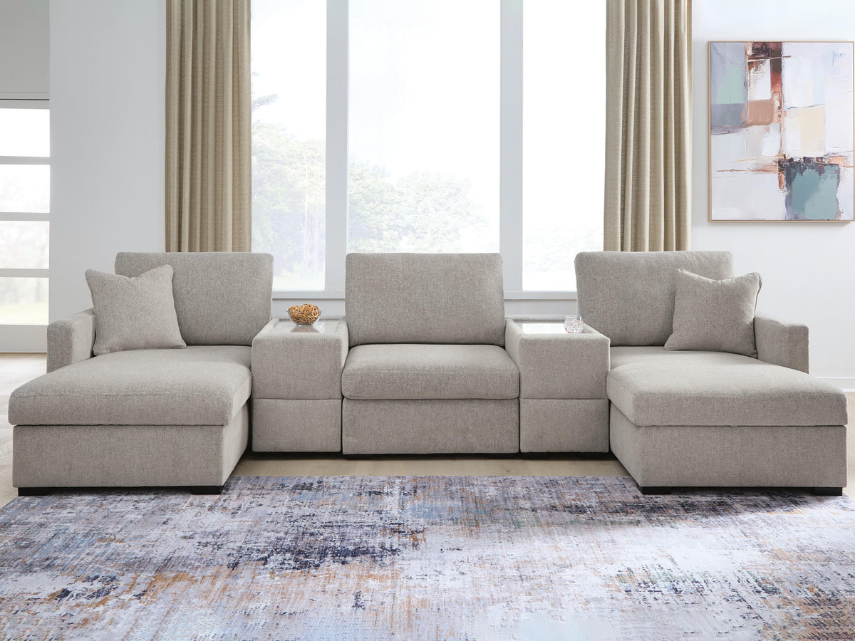Diamond Furniture - Ashley Furniture - ModMax Luxe 5-Piece Double Chaise Sectional with Storage Consoles - RAF 5-Piece Double Chaise Sectional with Storage Consoles - 68605S38