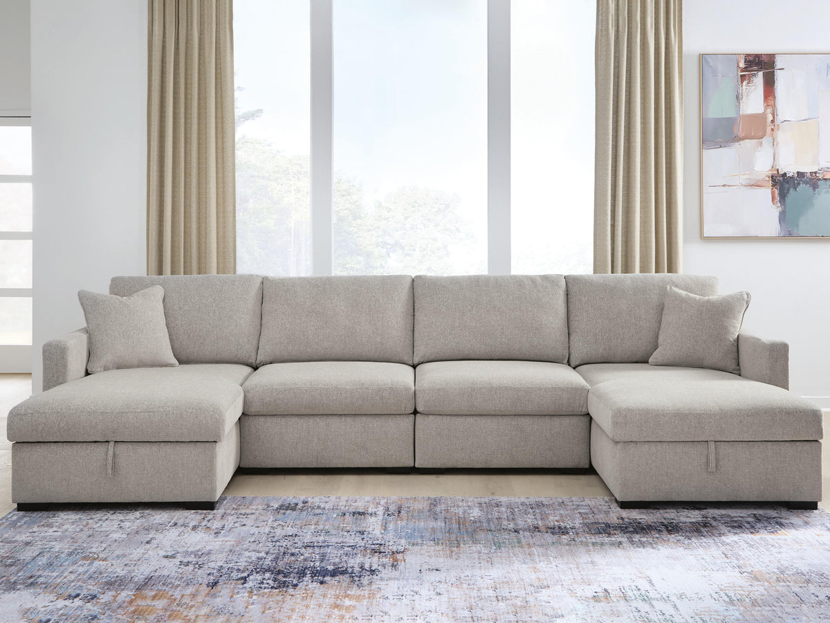 Diamond Furniture - Ashley Furniture - ModMax Luxe 4-Piece Double Storage Chaise Sectional - RAF 4-Piece Double Storage Chaise Sectional - 68605S62