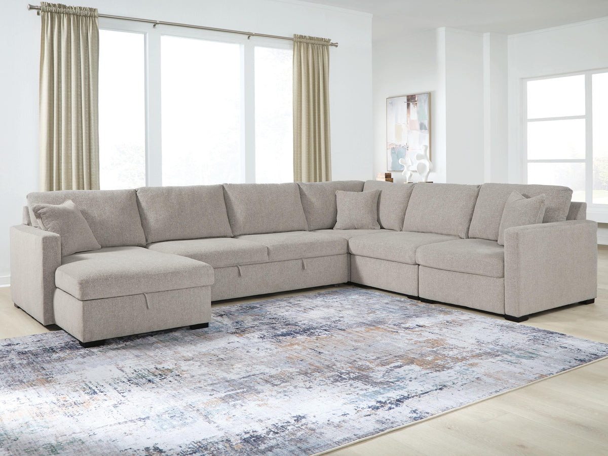 Diamond Furniture - Ashley Furniture - ModMax Luxe 5-Piece Sectional with Storage Chaise and Pop Up Sleeper - RAF 5-Piece Sectional with Storage Chaise and Pop Up Sleeper - 68605S104