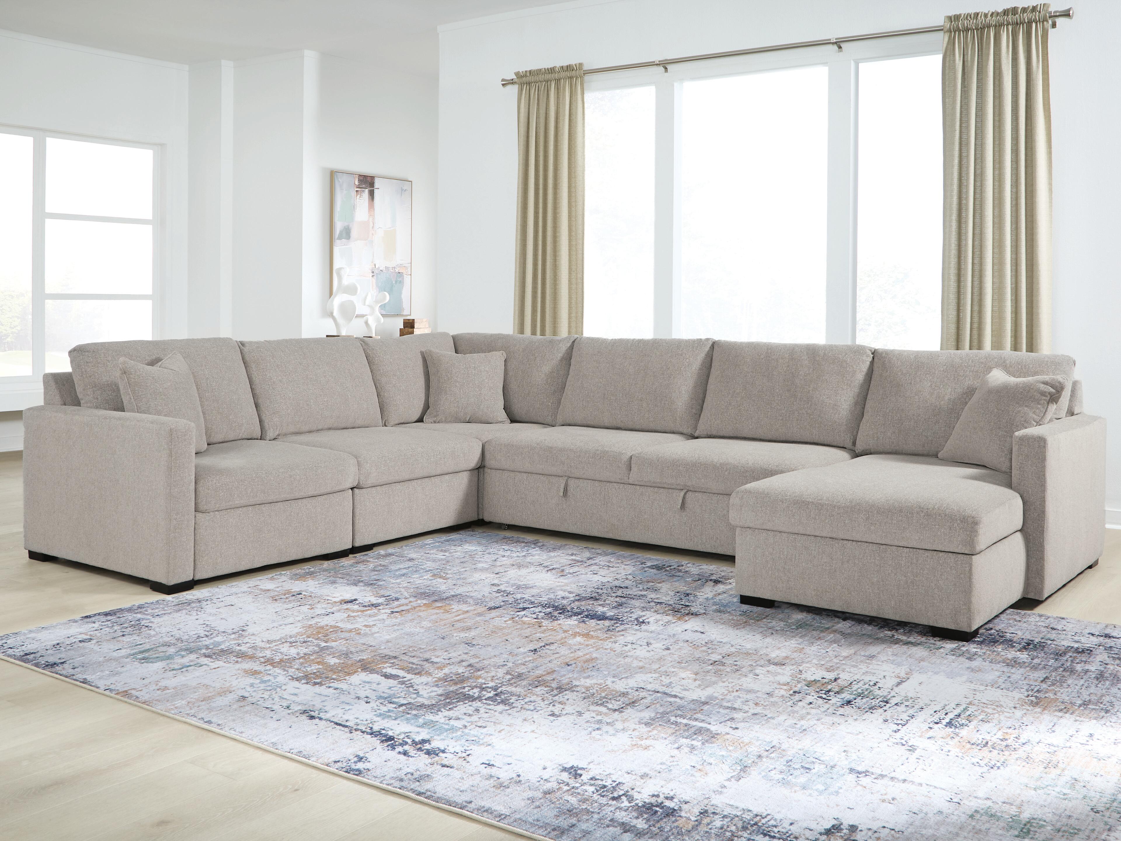 Diamond Furniture - Ashley Furniture - ModMax Luxe 5-Piece Sectional with Chaise and Pop Up Sleeper - RAF 5-Piece Sectional with Chaise and Pop Up Sleeper - 68605S98
