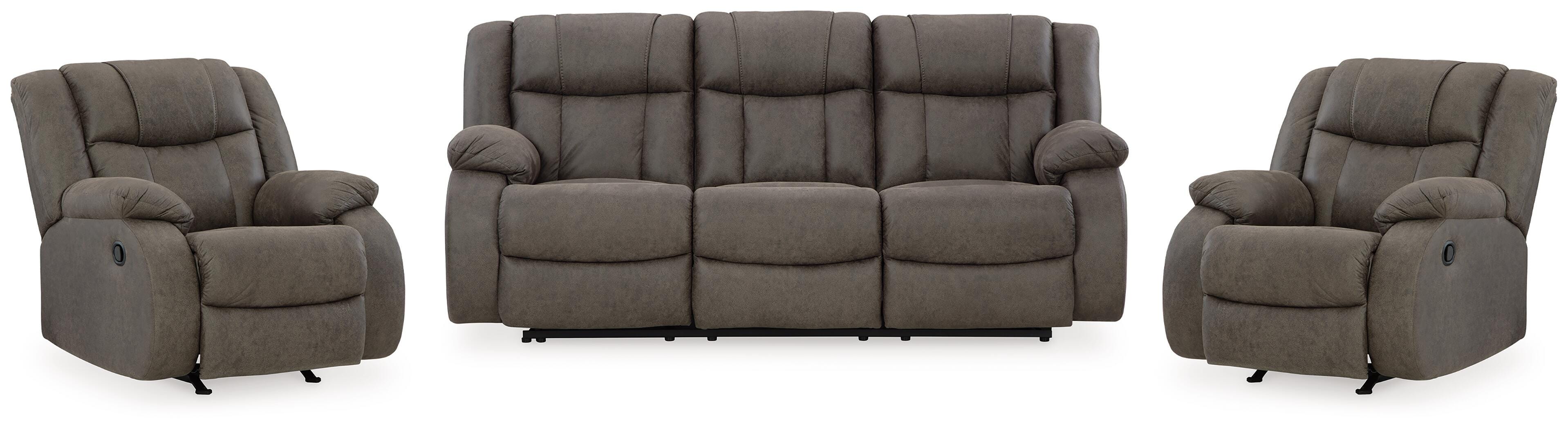 Diamond Furniture - Ashley Furniture - First Base Reclining Sofa and 2 Recliners - Reclining Sofa and 2 Recliners - 68804U6