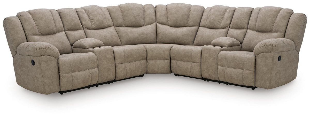 Diamond Furniture - Ashley Furniture - Pearce-Pike 3-Piece Reclining Sectional with Double Console - 3-Piece Reclining Sectional with Double Console - PC69205S3