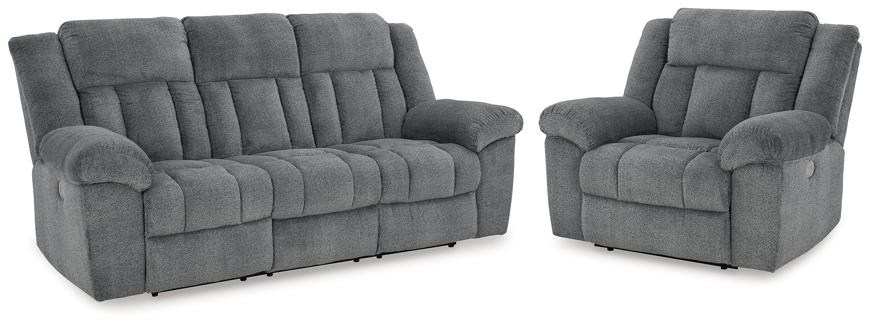 Diamond Furniture - Ashley Furniture - Tip-Off Power Reclining Sofa and Recliner - Power Reclining Sofa and Recliner / Slate - 69304U3