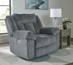 Diamond Furniture - Ashley Furniture - Tip-Off Living Room - PWR Recliner/ADJ Headrest / Slate - 6930482