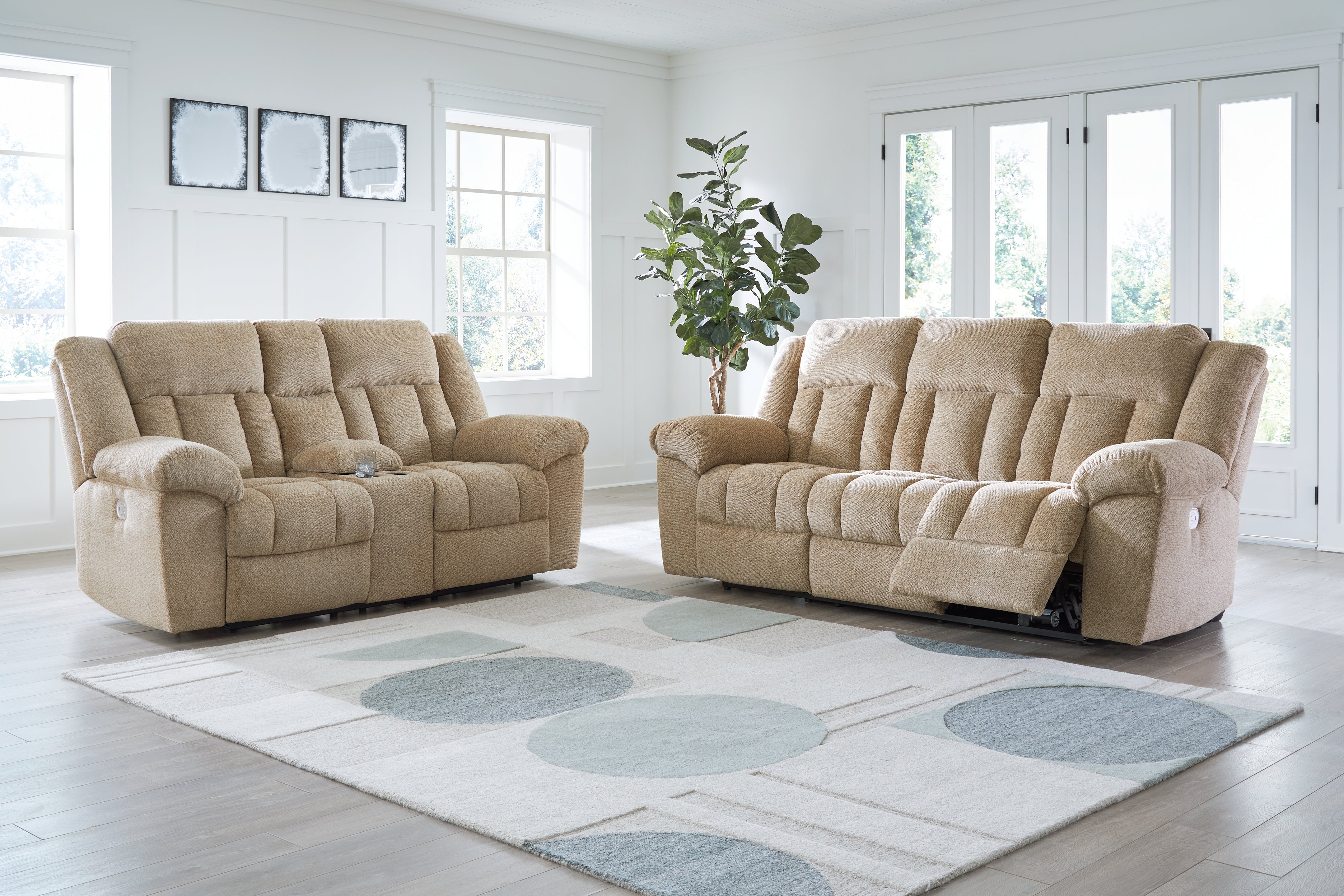 Diamond Furniture - Ashley Furniture - Tip-Off Power Reclining Sofa and Loveseat - Power Reclining Sofa and Loveseat / Wheat - 69305U1