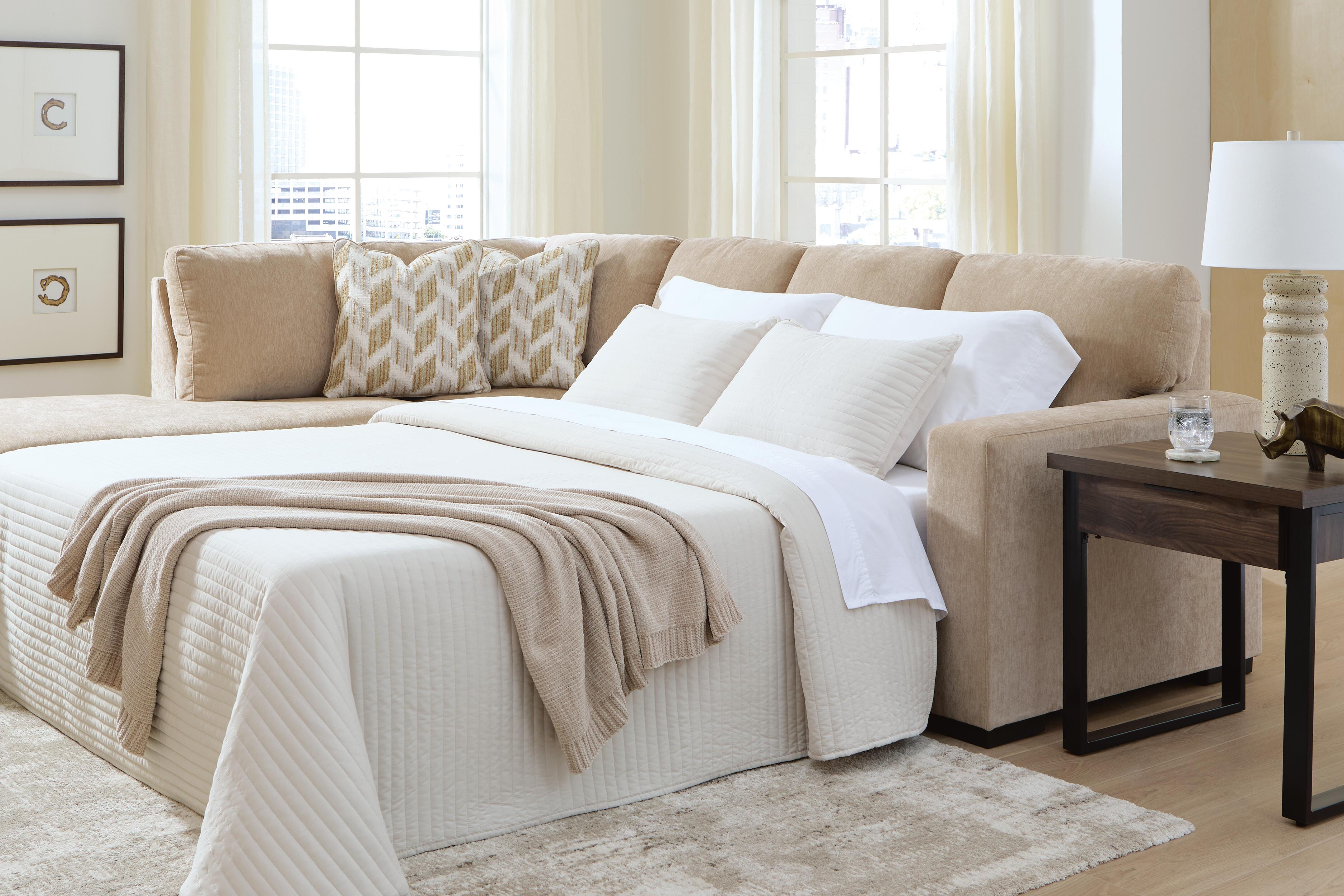 Diamond Furniture - Ashley Furniture - Bridgepoint 2-Piece Sleeper Sectional with Chaise - RAF 2-Piece Sleeper Sectional with Chaise / Almond - PC69507S4