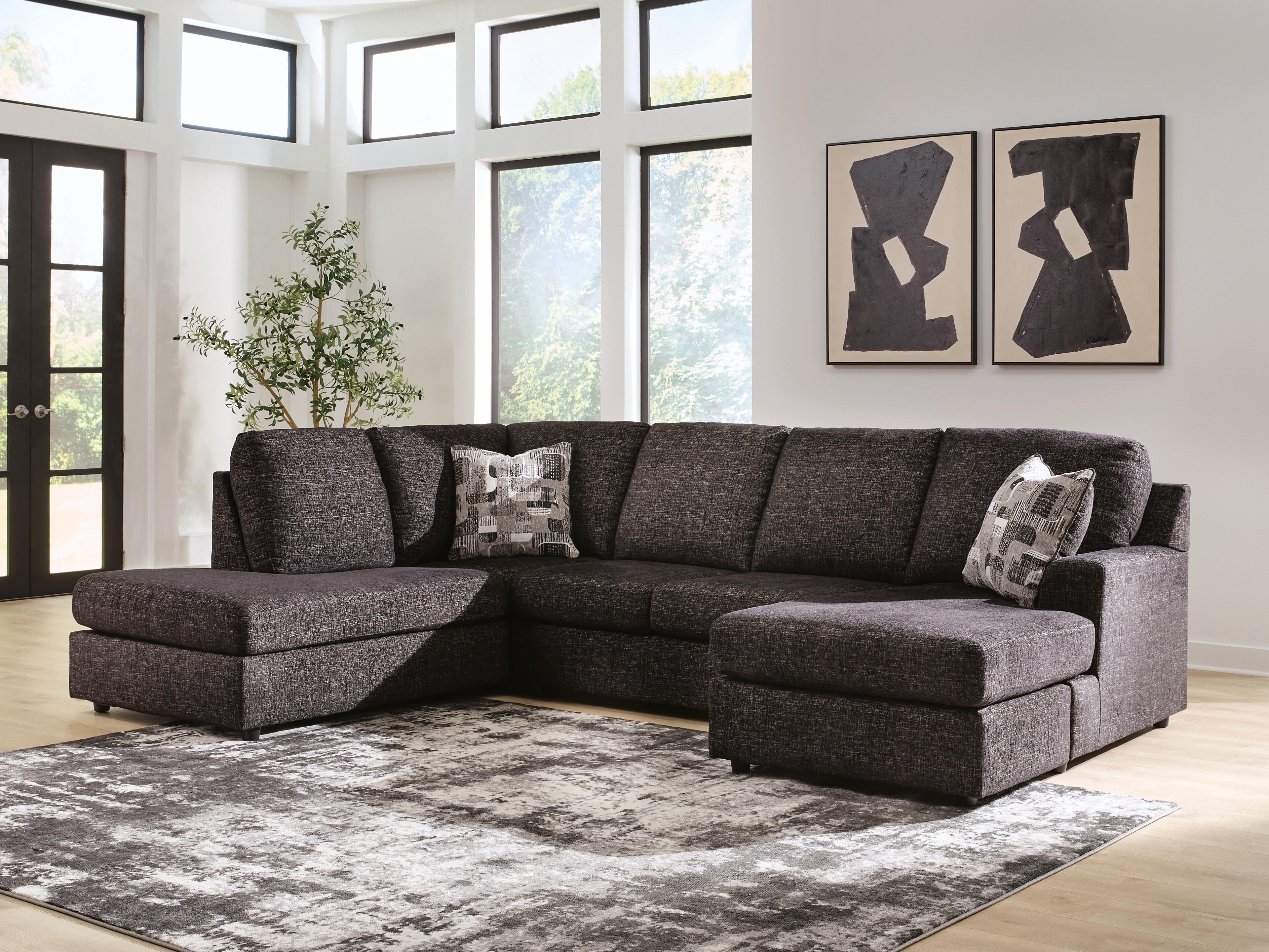Diamond Furniture - Ashley Furniture - Lentiz 2-Piece Sectional with Chaise - RAF 2-Piece Sectional with Chaise / Onyx - PC73404S1