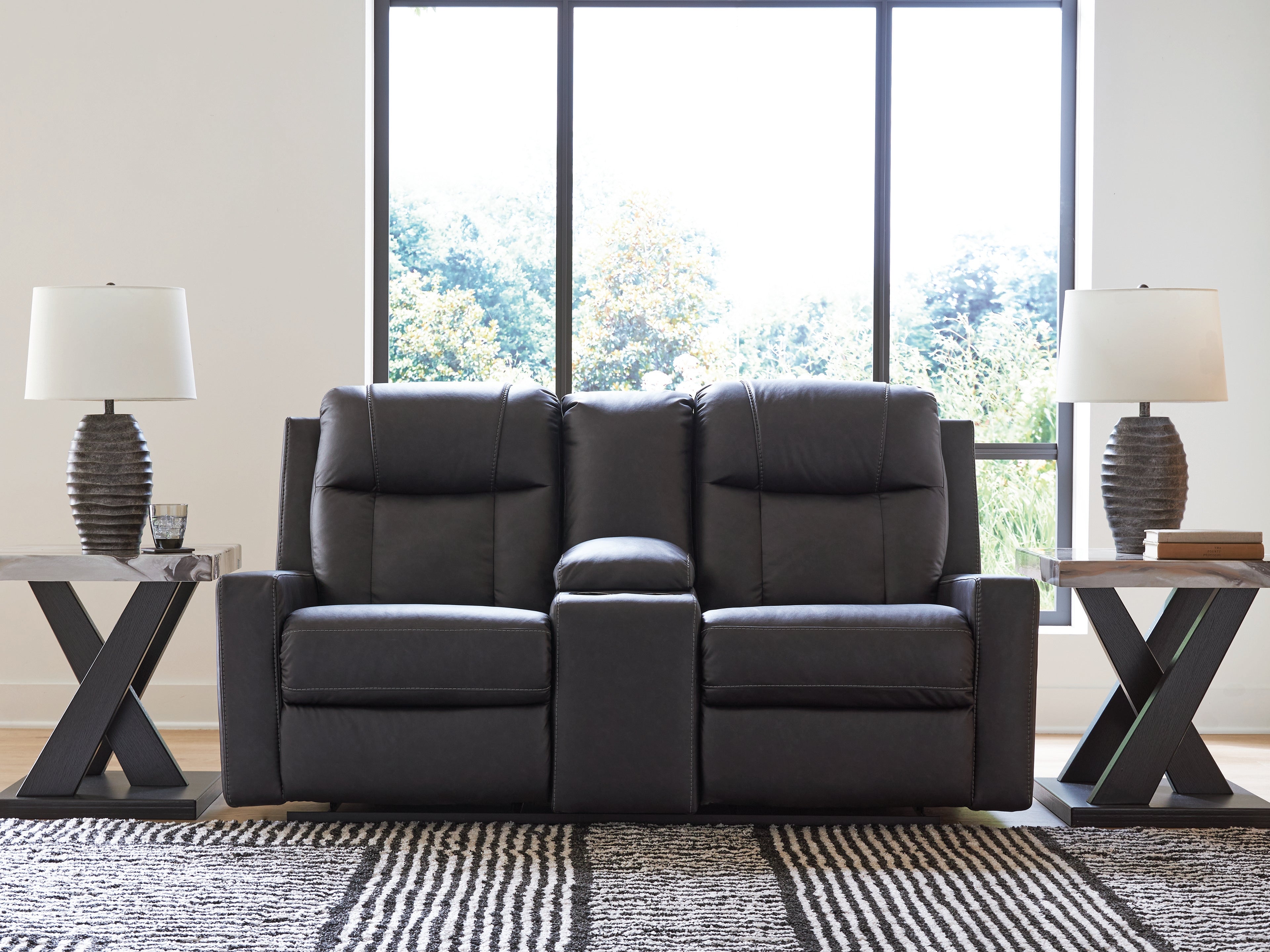 Diamond Furniture - Ashley Furniture - Mackmenville Reclining Loveseat with Console - DBL Rec Loveseat w/Console / Carbon - 7471394