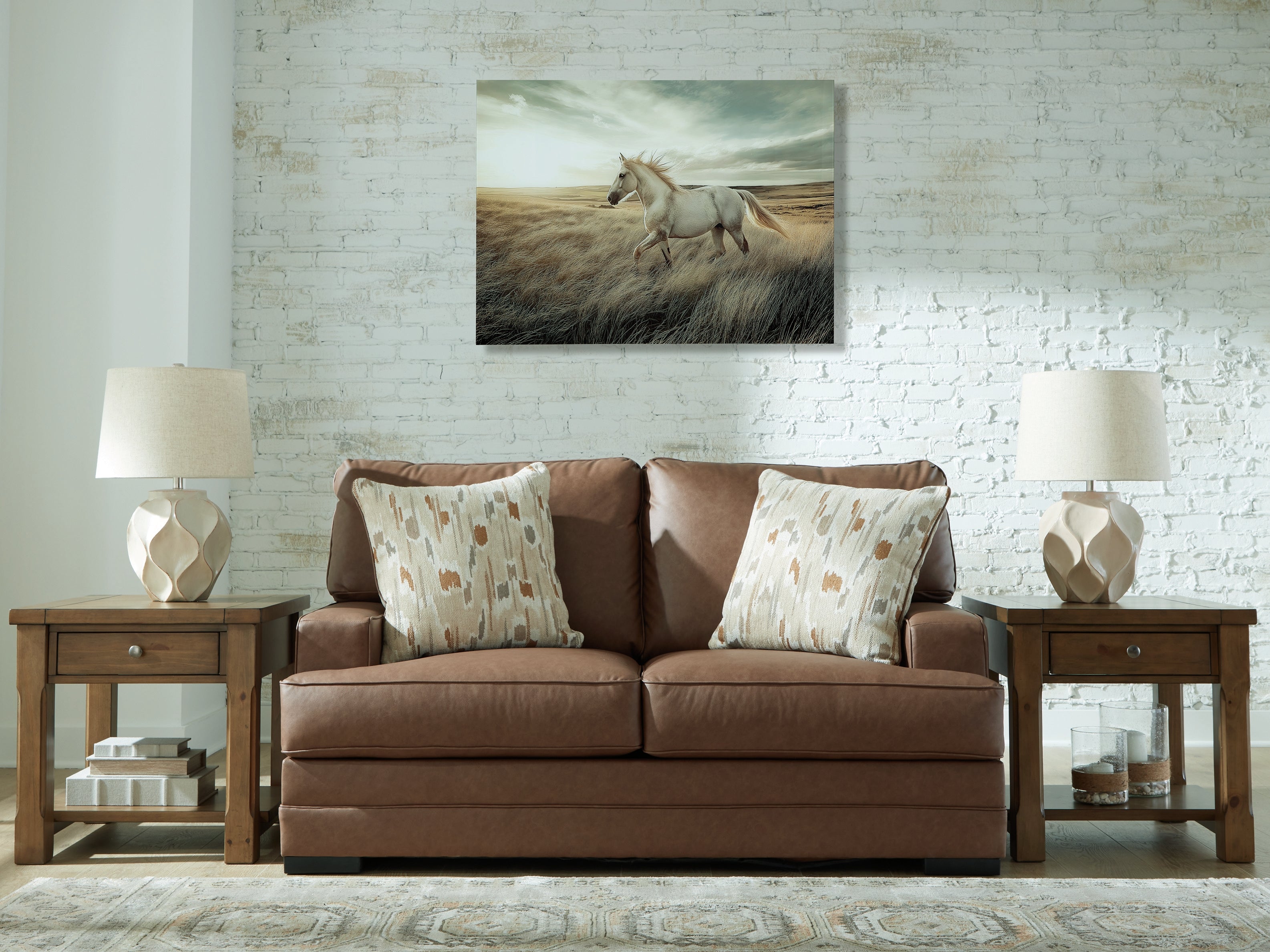 Diamond Furniture - Ashley Furniture - VillaCourt Living Room - Loveseat / Caramel - 7490935