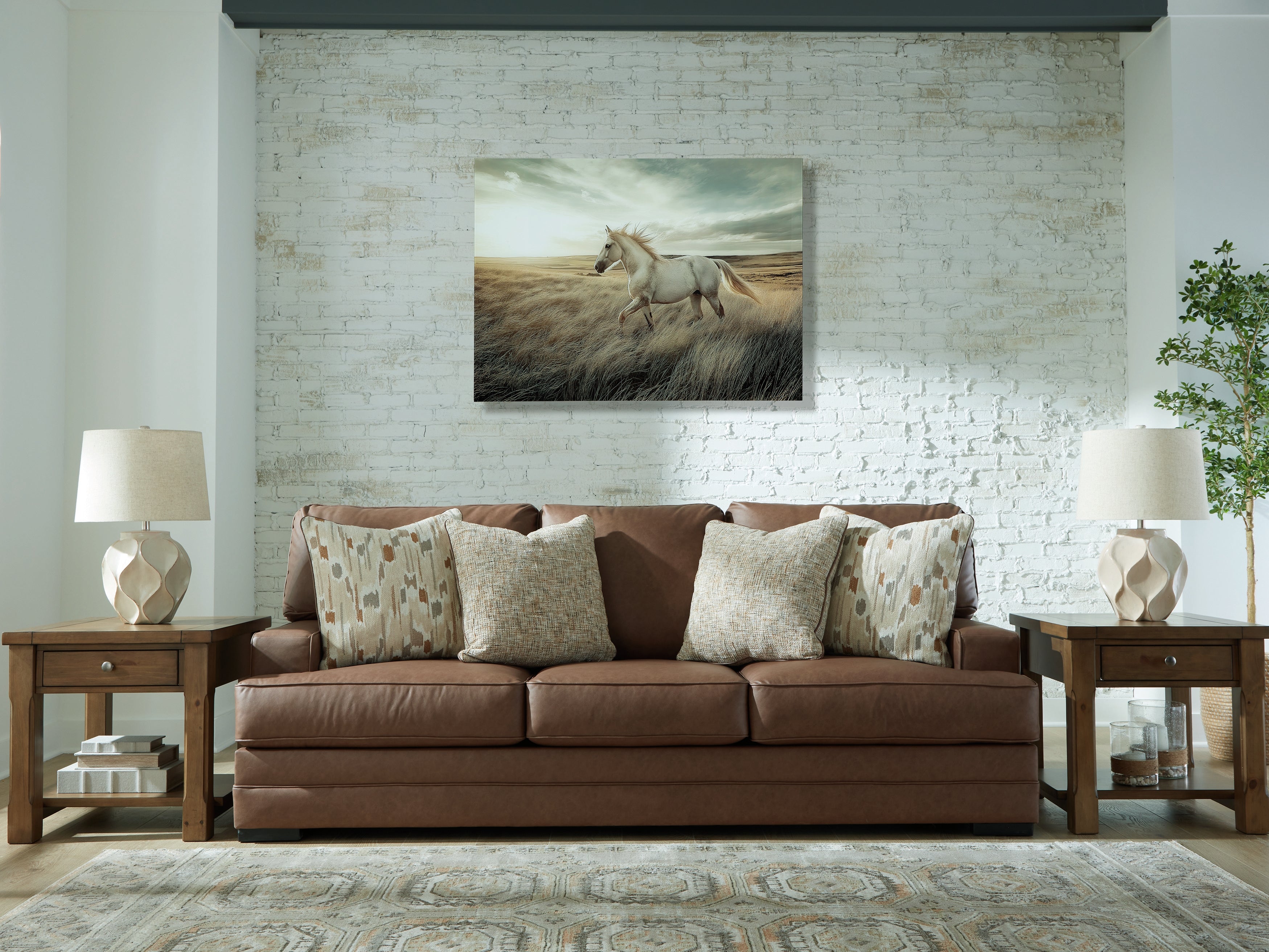 Diamond Furniture - Ashley Furniture - VillaCourt Living Room - Sofa / Caramel - 7490938