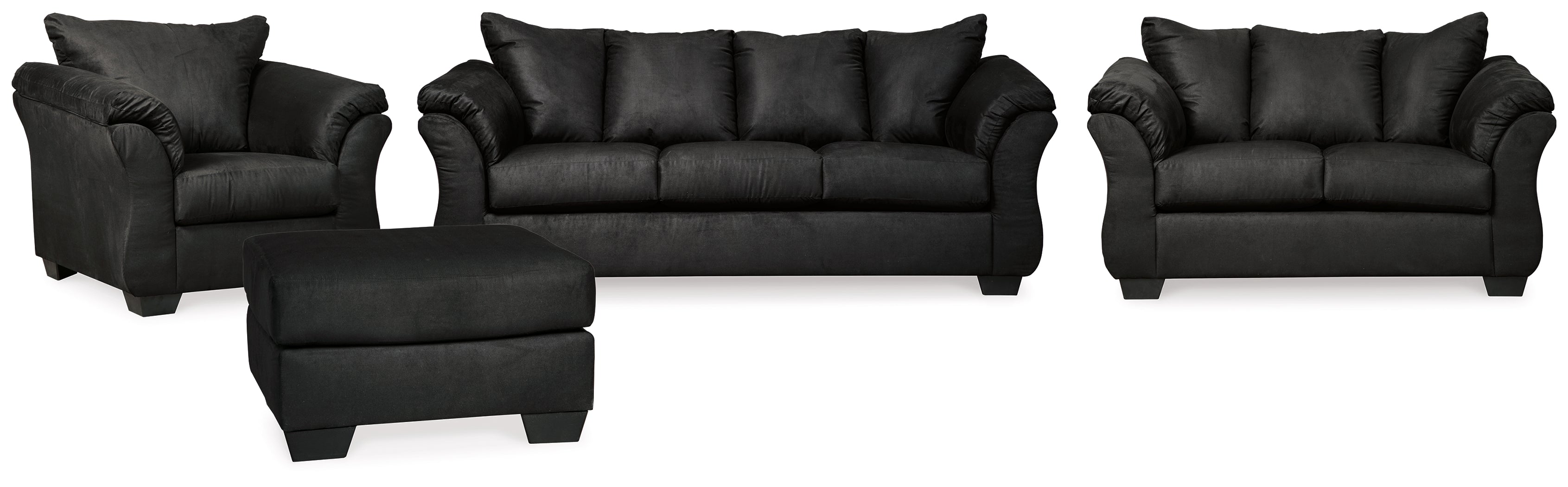 Diamond Furniture - Ashley Furniture - Darcy Sofa - Sofa, Loveseat, Chair and Ottoman / Black - 75008U8