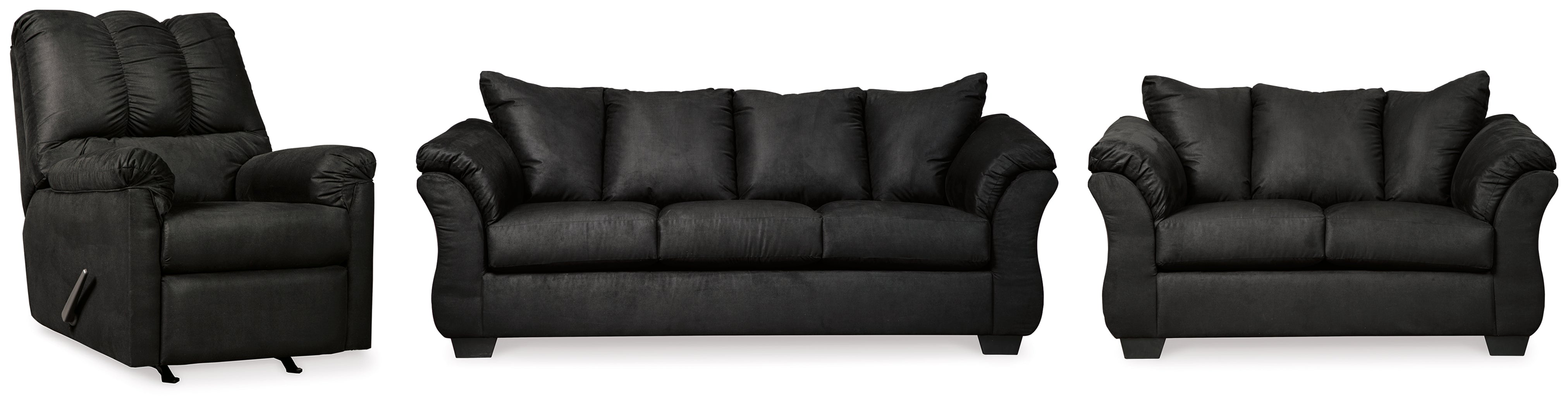 Diamond Furniture - Ashley Furniture - Darcy Sofa - Sofa, Loveseat and Recliner / Black - 75008U9