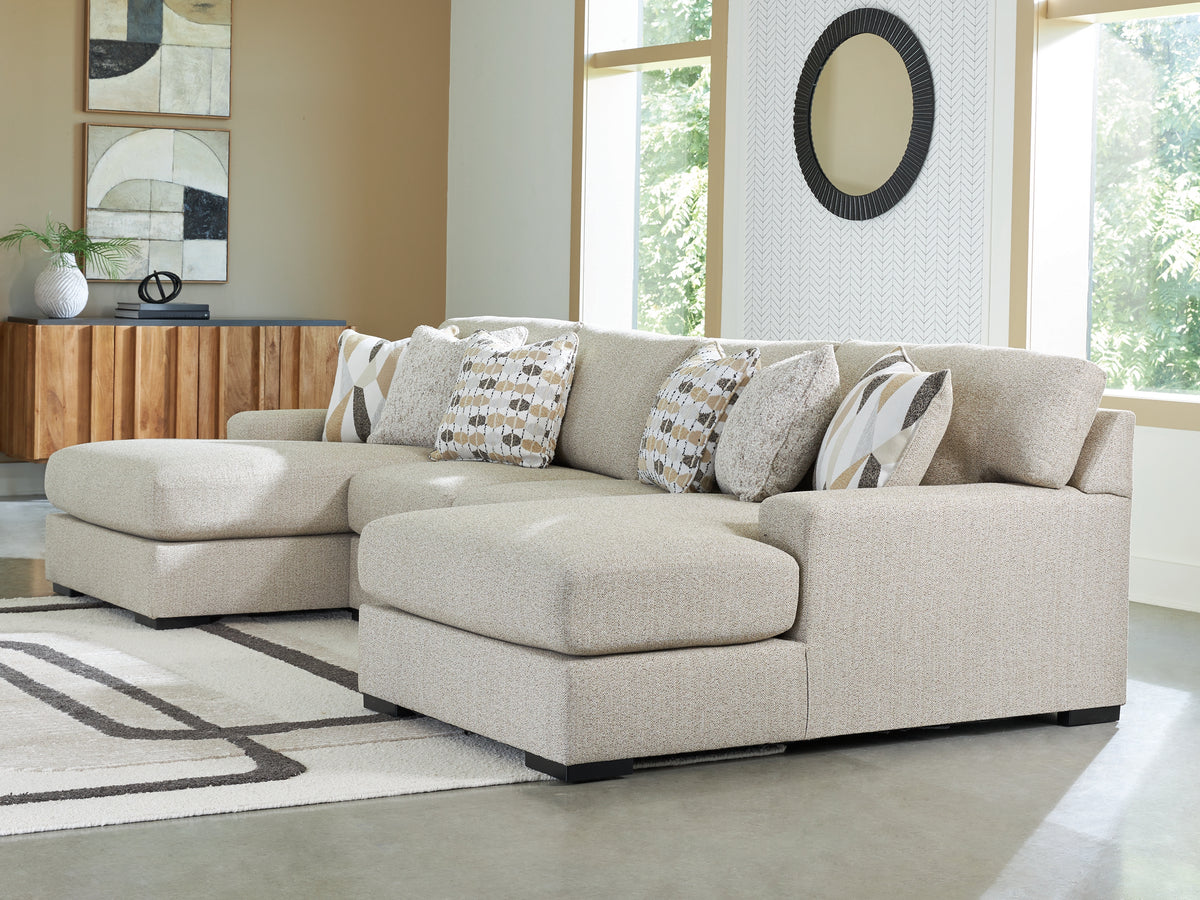Diamond Furniture - Ashley Furniture - Laurelgrove Sectional - RAF 3-Piece Double Chaise Sectional / Pebble - 75105S7