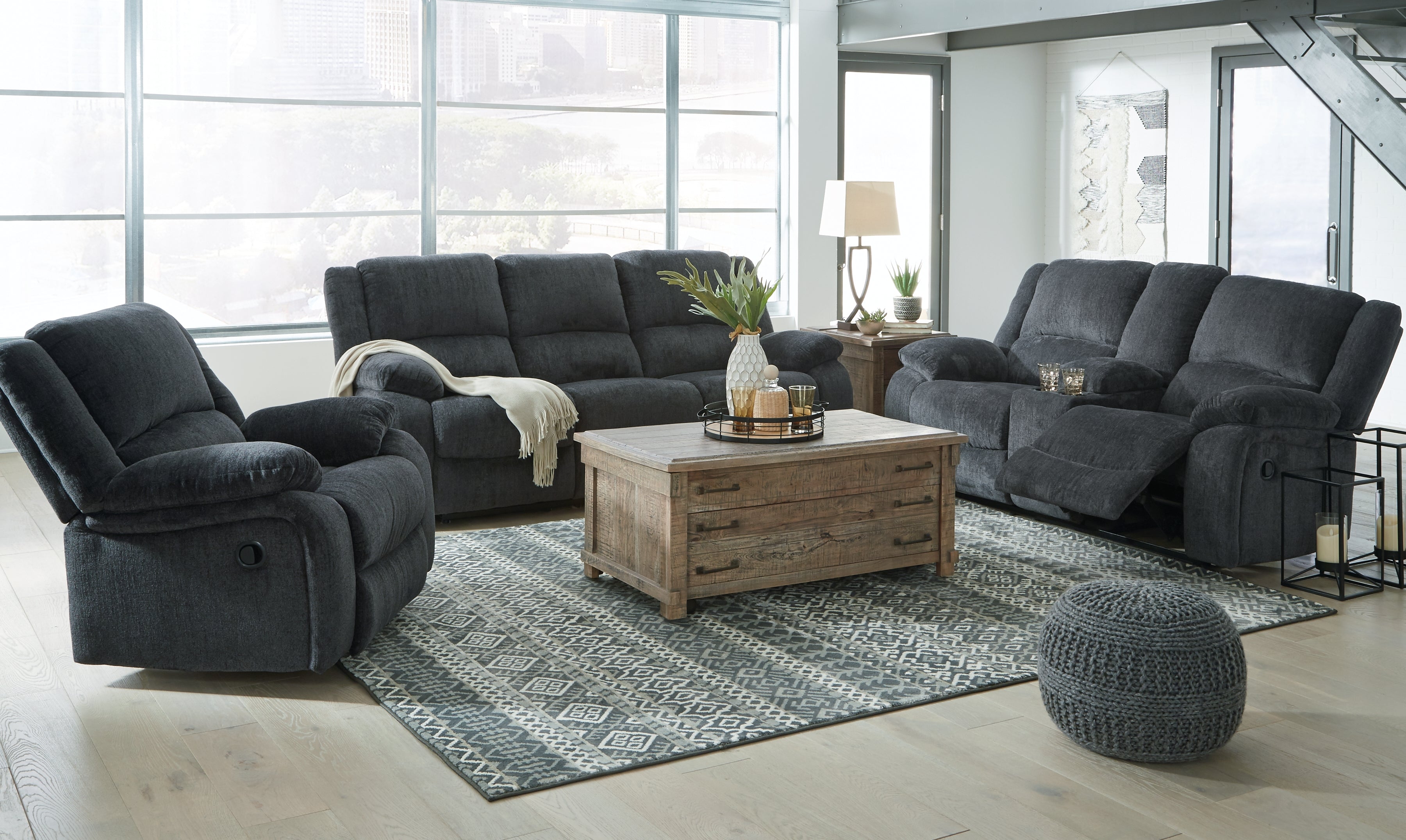 Diamond Furniture - Ashley Furniture - Draycoll Reclining Sofa - Reclining Sofa, Loveseat and Recliner / Slate - 76504U4