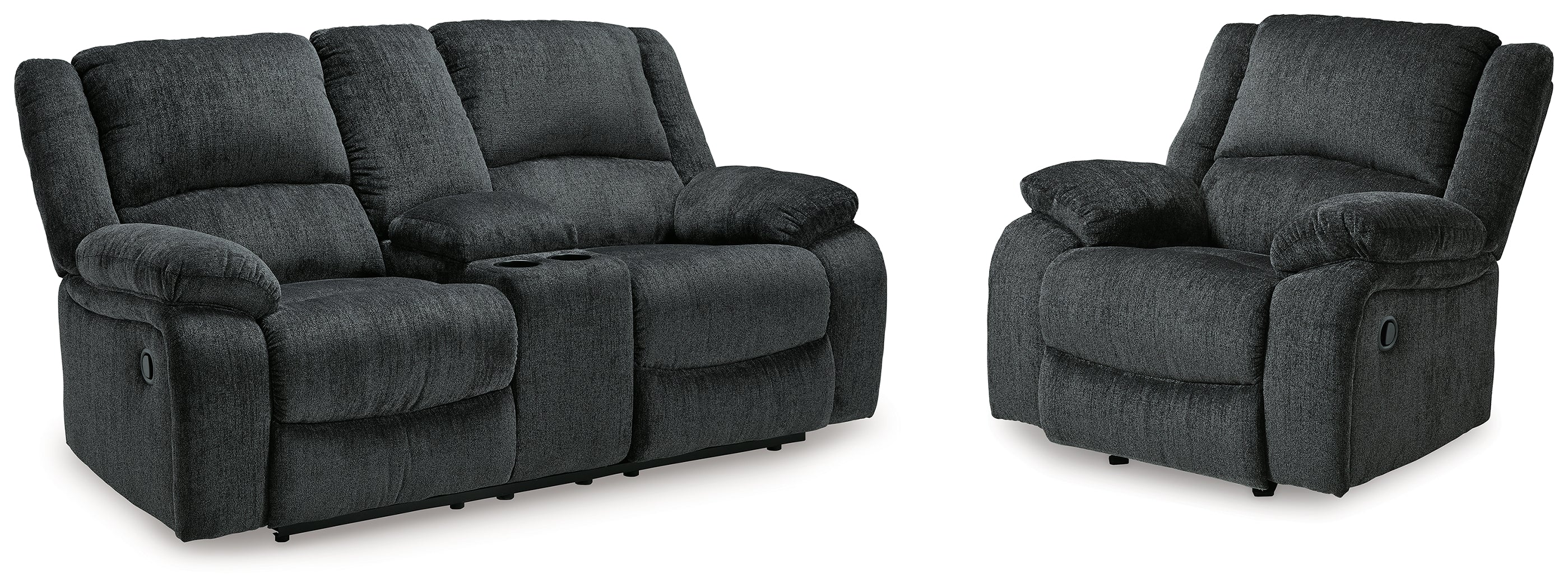Diamond Furniture - Ashley Furniture - Draycoll Reclining Loveseat with Console and Recliner - Reclining Loveseat with Console and Recliner - 76504U7
