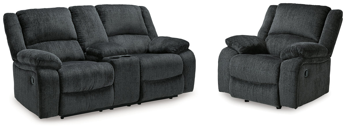 Diamond Furniture - Ashley Furniture - Draycoll Reclining Loveseat with Console and Recliner - Reclining Loveseat with Console and Recliner - 76504U7