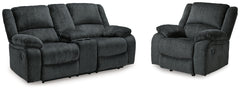 Diamond Furniture - Ashley Furniture - Draycoll Reclining Loveseat with Console and Recliner - Reclining Loveseat with Console and Recliner - 76504U7