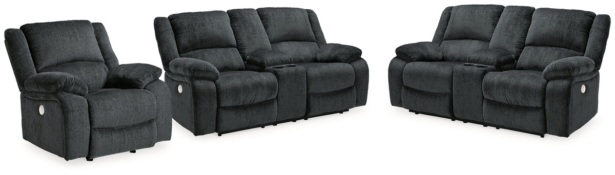 Diamond Furniture - Ashley Furniture - Draycoll 2 Power Reclining Loveseats and Recliner - 2 Power Reclining Loveseats and Recliner - 76504U6