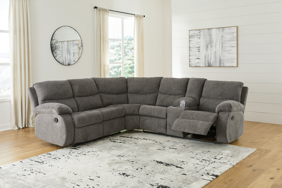 Diamond Furniture - Ashley Furniture - Museum Sectional - 2-Piece Reclining Sectional / Pewter - 81807S1