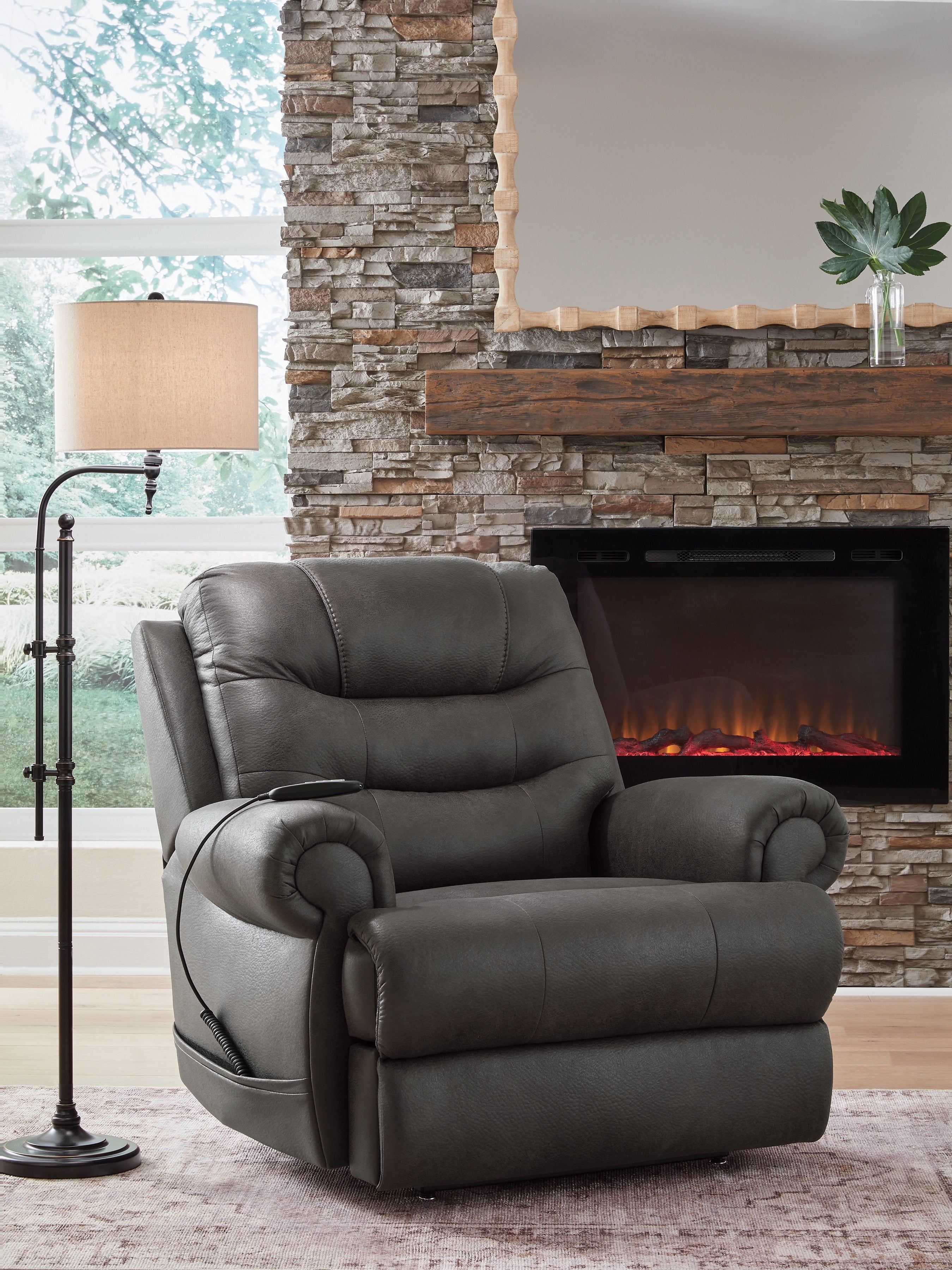 Diamond Furniture - Ashley Furniture - Revived and Restored Power Lift Recliner - Power Lift Recliner / Granite - PC8240612