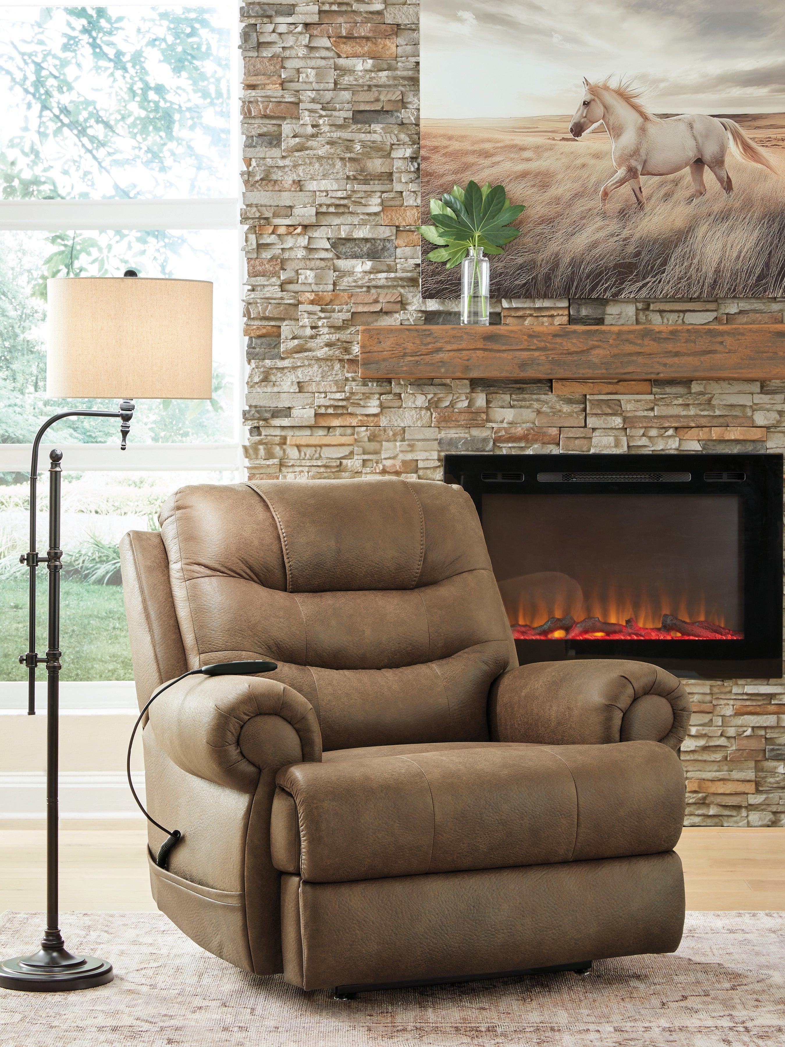 Diamond Furniture - Ashley Furniture - Revived and Restored Power Lift Recliner - Power Lift Recliner - PC8240712