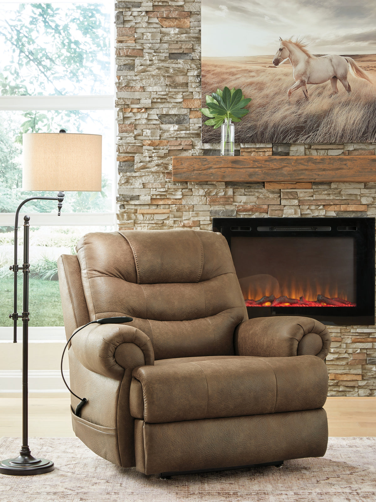 Diamond Furniture - Ashley Furniture - Revived and Restored Power Lift Recliner - Power Lift Recliner - PC8240712