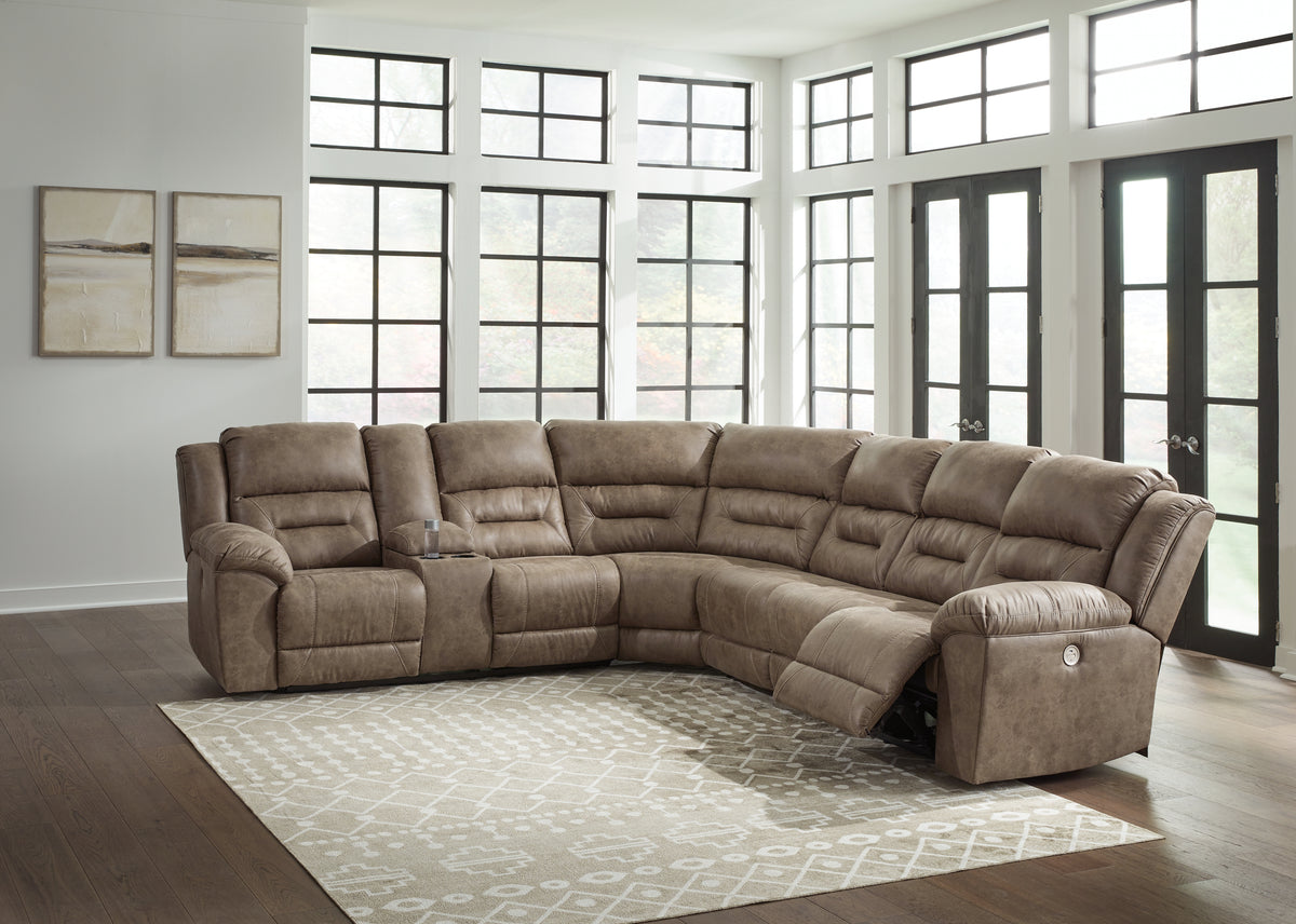 Diamond Furniture - Ashley Furniture - Ravenel 4-Piece Power Reclining Sectional - 4-Piece Power Reclining Sectional / Fossil - 83106S3