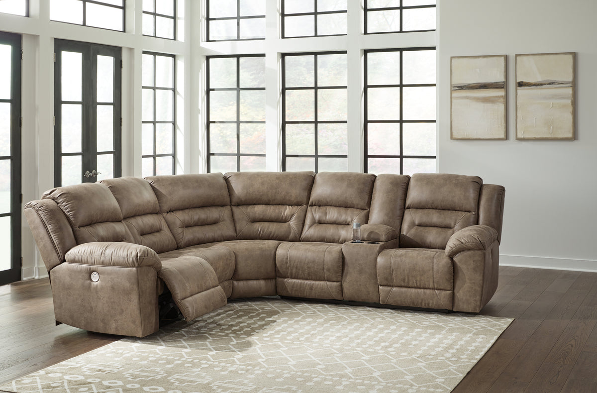 Diamond Furniture - Ashley Furniture - Ravenel 3-Piece Power Reclining Sectional - 3-Piece Power Reclining Sectional - 83106S2