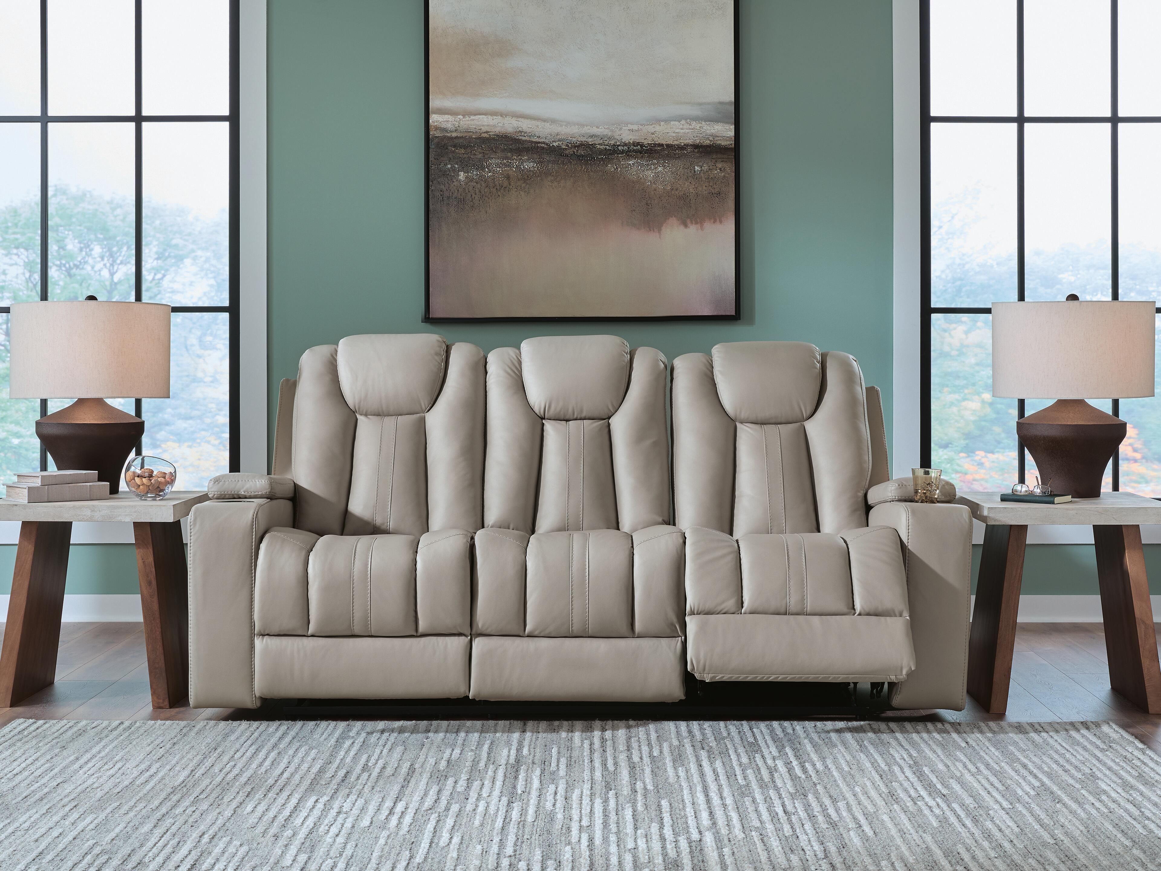 Diamond Furniture - Ashley Furniture - Elevate Edges Reclining Sofa with Drop Down Table - REC Sofa w/Drop Down Table - PC8330589
