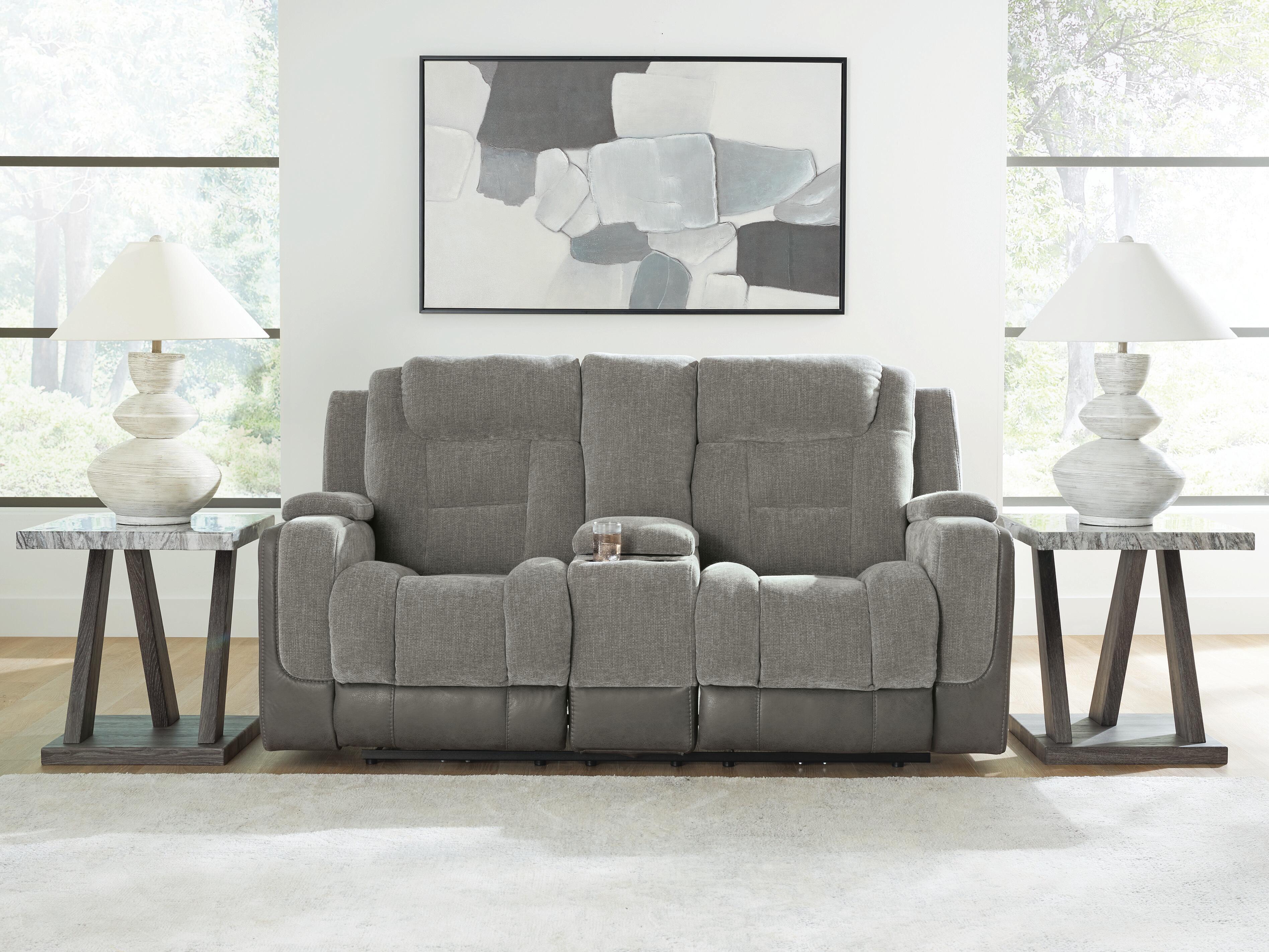 Diamond Furniture - Ashley Furniture - Mixed Motion Power Reclining Loveseat with Console - PWR REC Loveseat/CON/ADJ HDRST - PC8350518