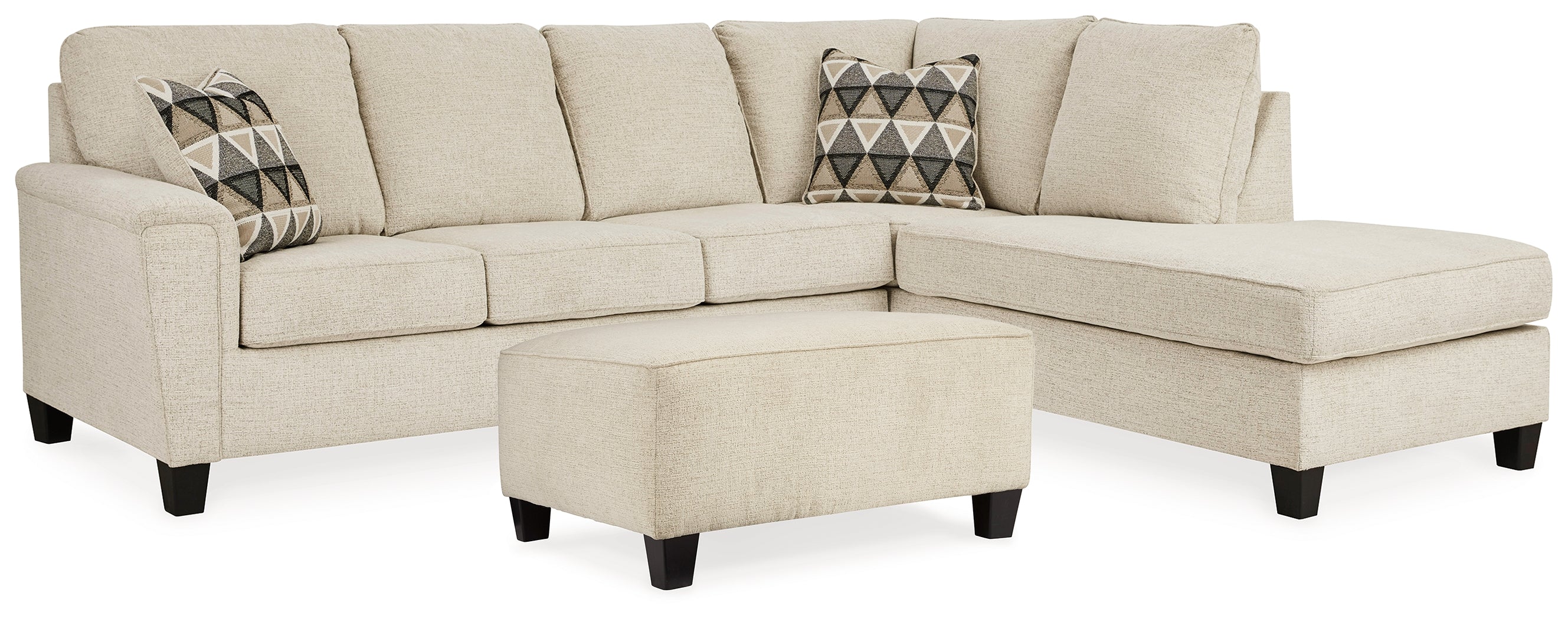 Diamond Furniture - Ashley Furniture - Abinger 2-Piece Sectional with Chaise and Ottoman - 2-Piece Sectional with Chaise and Ottoman / Natural - 83904U8