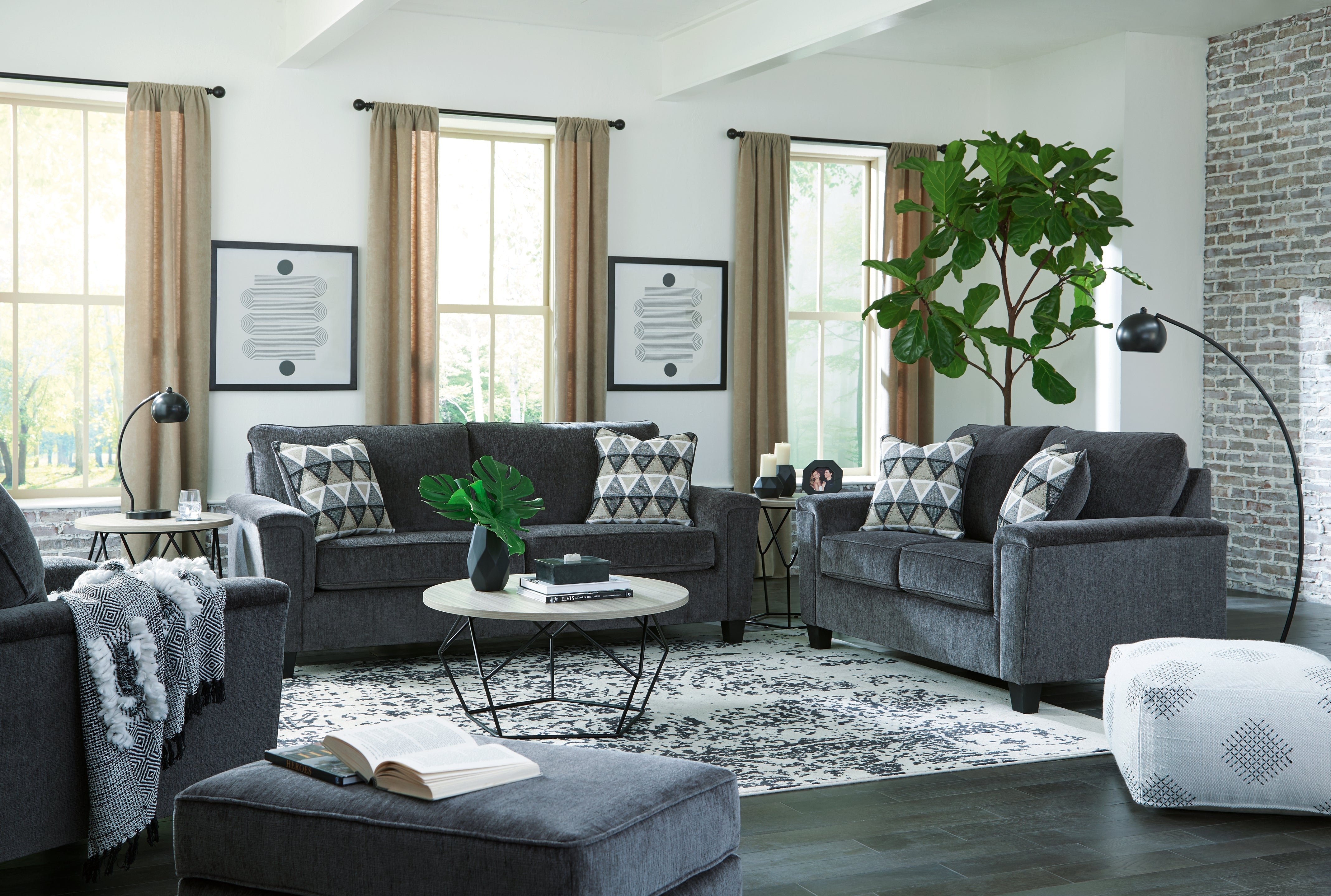 Diamond Furniture - Ashley Furniture - Abinger Sofa - Sofa, Loveseat, Chair and Ottoman / Smoke - 83905U3