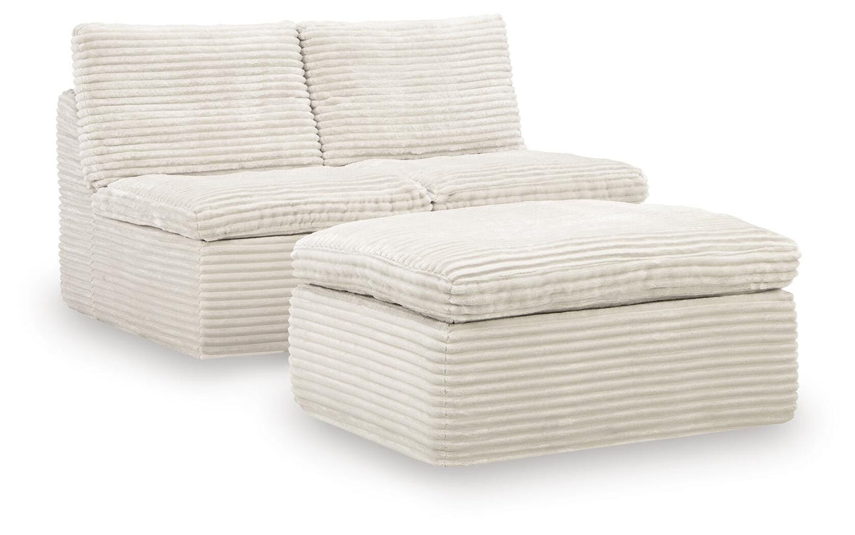 Diamond Furniture - Ashley Furniture - Fannin Armless Chair with Ottoman - 2 Armless Chairs w/Otto (3/CN) - PC8430431
