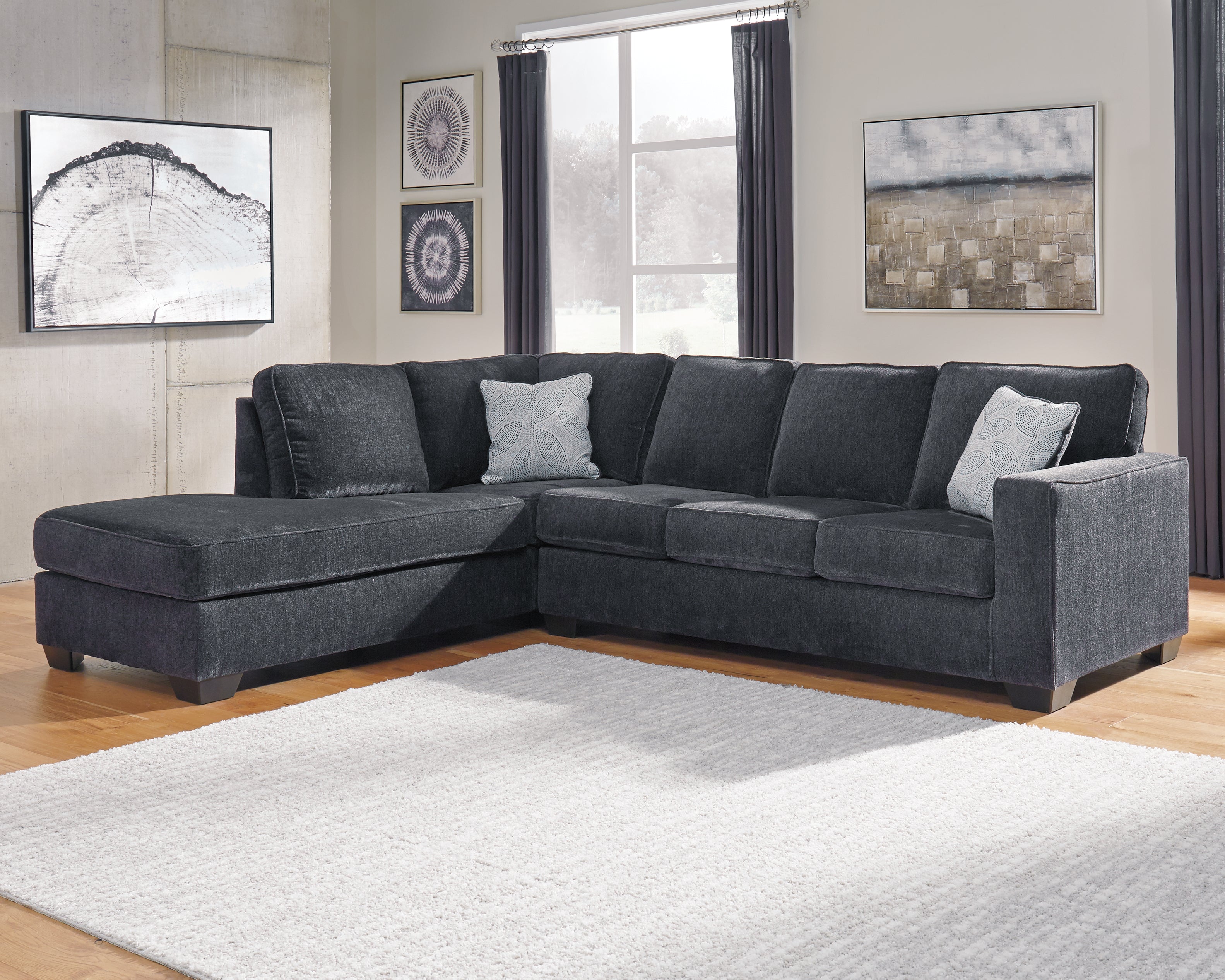 Diamond Furniture - Ashley Furniture - Altari Sectional - RAF 2-Piece Sectional with Chaise / Slate - 87213S1