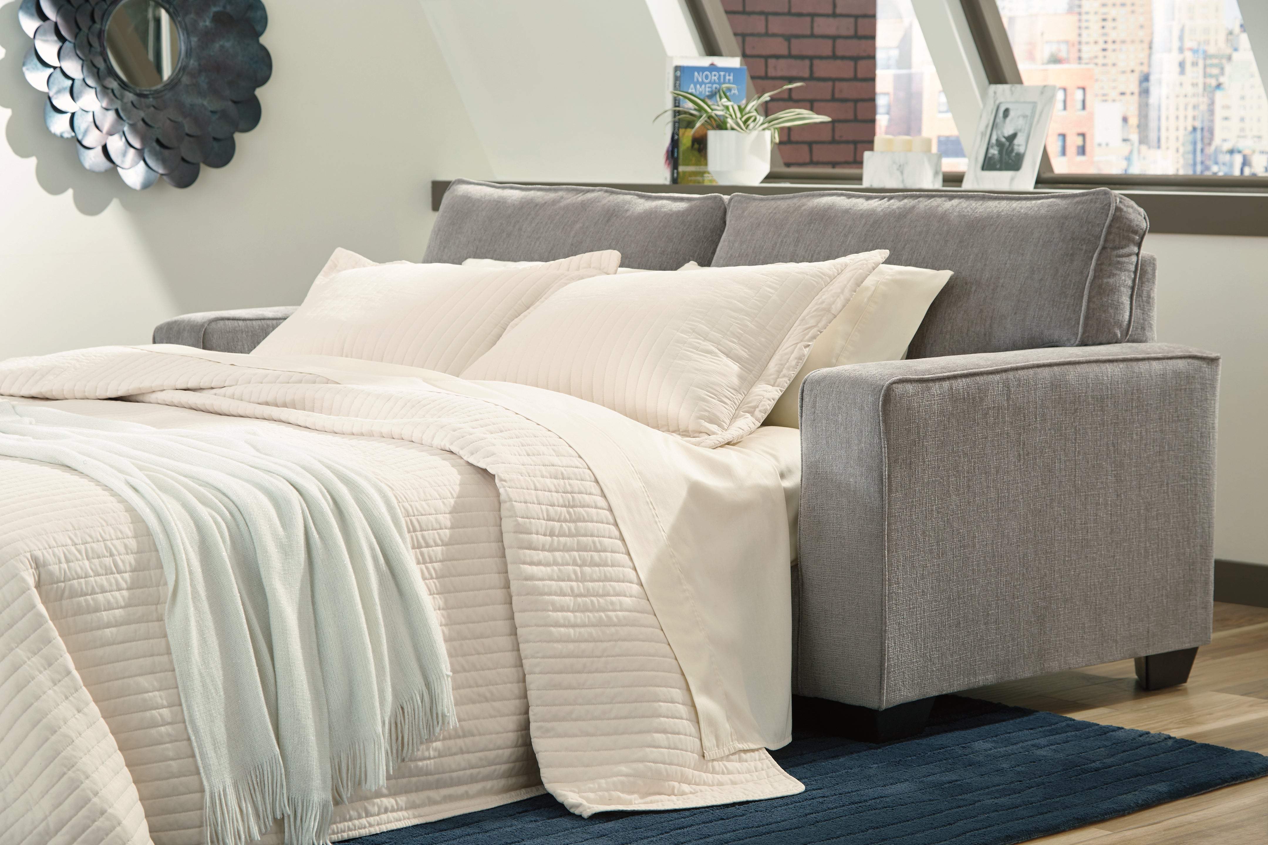 Diamond Furniture - Ashley Furniture - Altari Living Room - Queen Sofa Sleeper / Alloy - 8721439