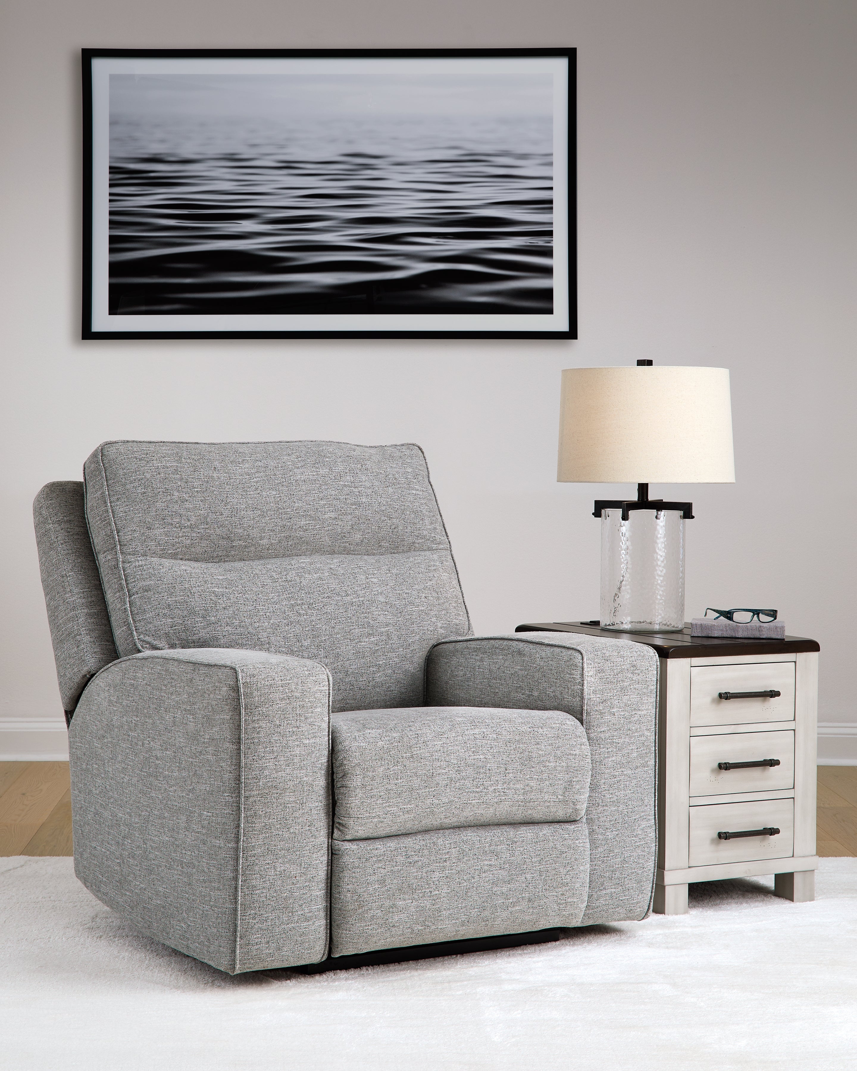 Diamond Furniture - Ashley Furniture - Biscoe Living Room - PWR REC Sofa with ADJ Headrest / Pewter - 9050315