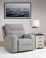 Diamond Furniture - Ashley Furniture - Biscoe Living Room - PWR REC Sofa with ADJ Headrest / Pewter - 9050315