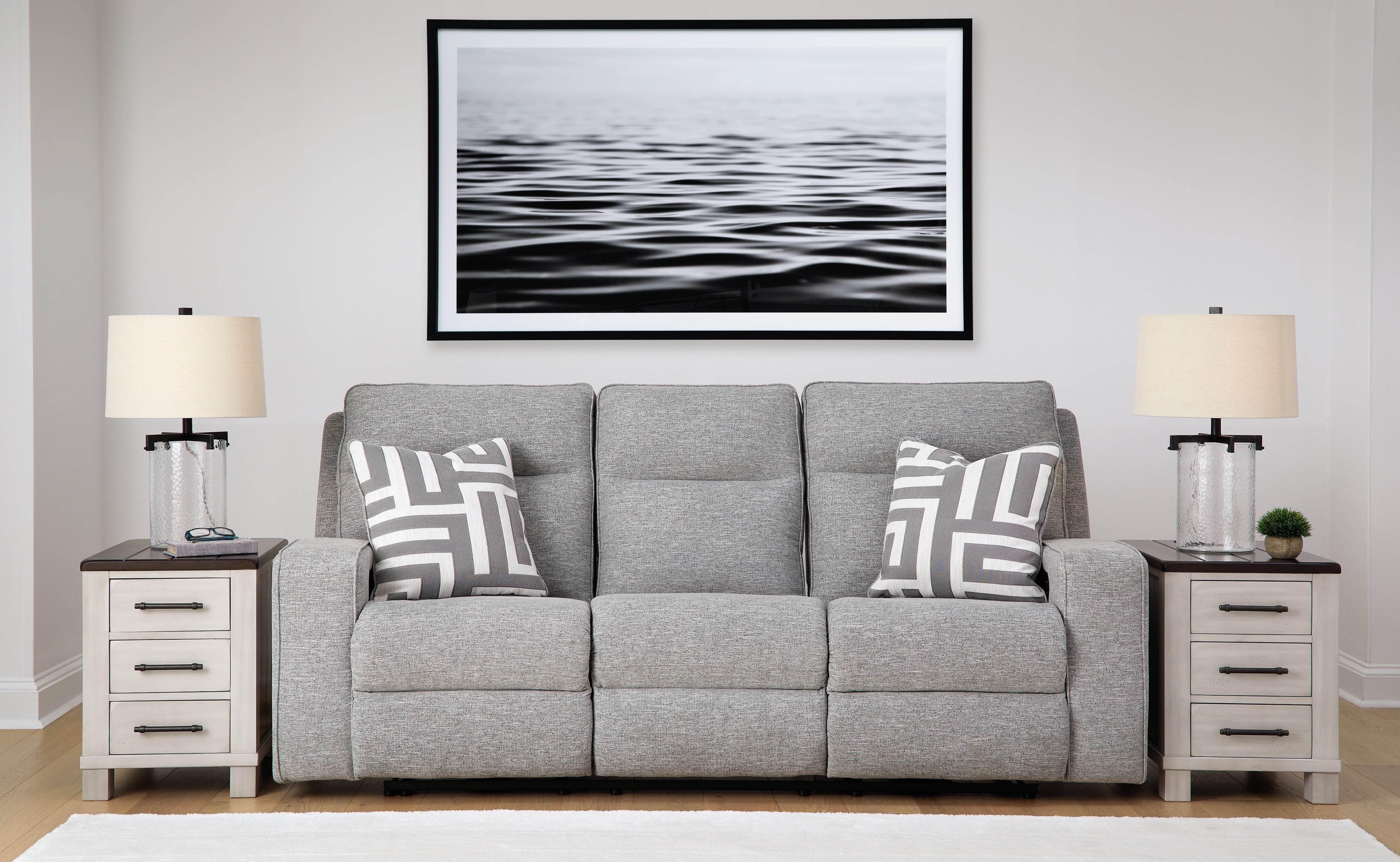 Diamond Furniture - Ashley Furniture - Biscoe Living Room - PWR REC Sofa with ADJ Headrest / Pewter - 9050315
