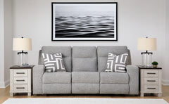Diamond Furniture - Ashley Furniture - Biscoe Power Reclining Sofa - PWR REC Sofa with ADJ Headrest / Pewter - 9050315