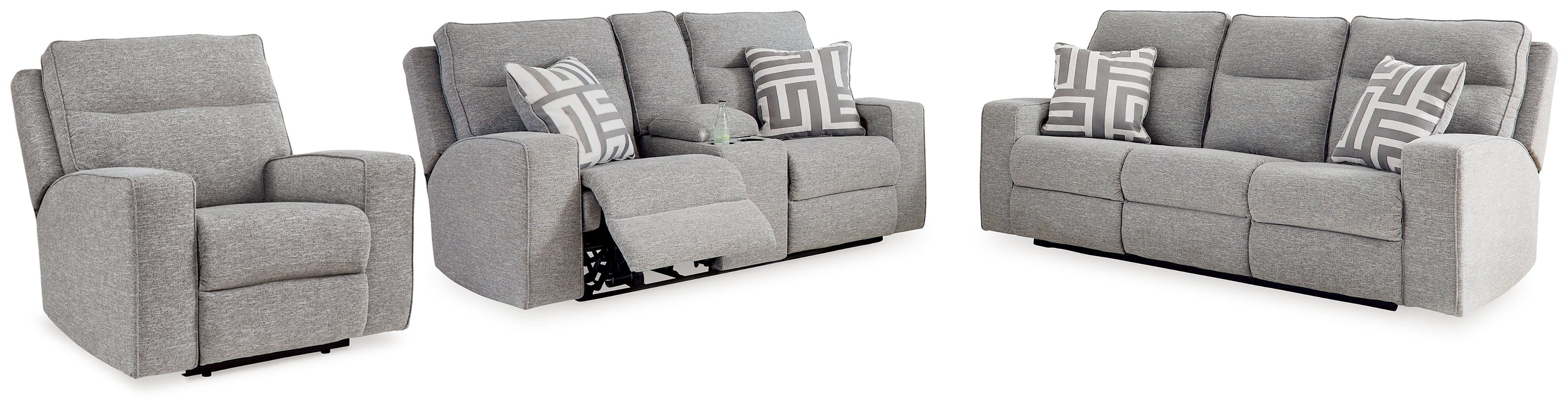 Diamond Furniture - Ashley Furniture - Biscoe Power Reclining Sofa - Power Reclining Sofa, Loveseat and Recliner / Pewter - 90503U2