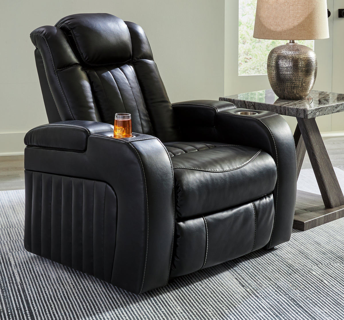 Diamond Furniture - Ashley Furniture - Caveman Den Living Room - PWR REC Loveseat/CON/ADJ HDRST / Midnight - 9070318