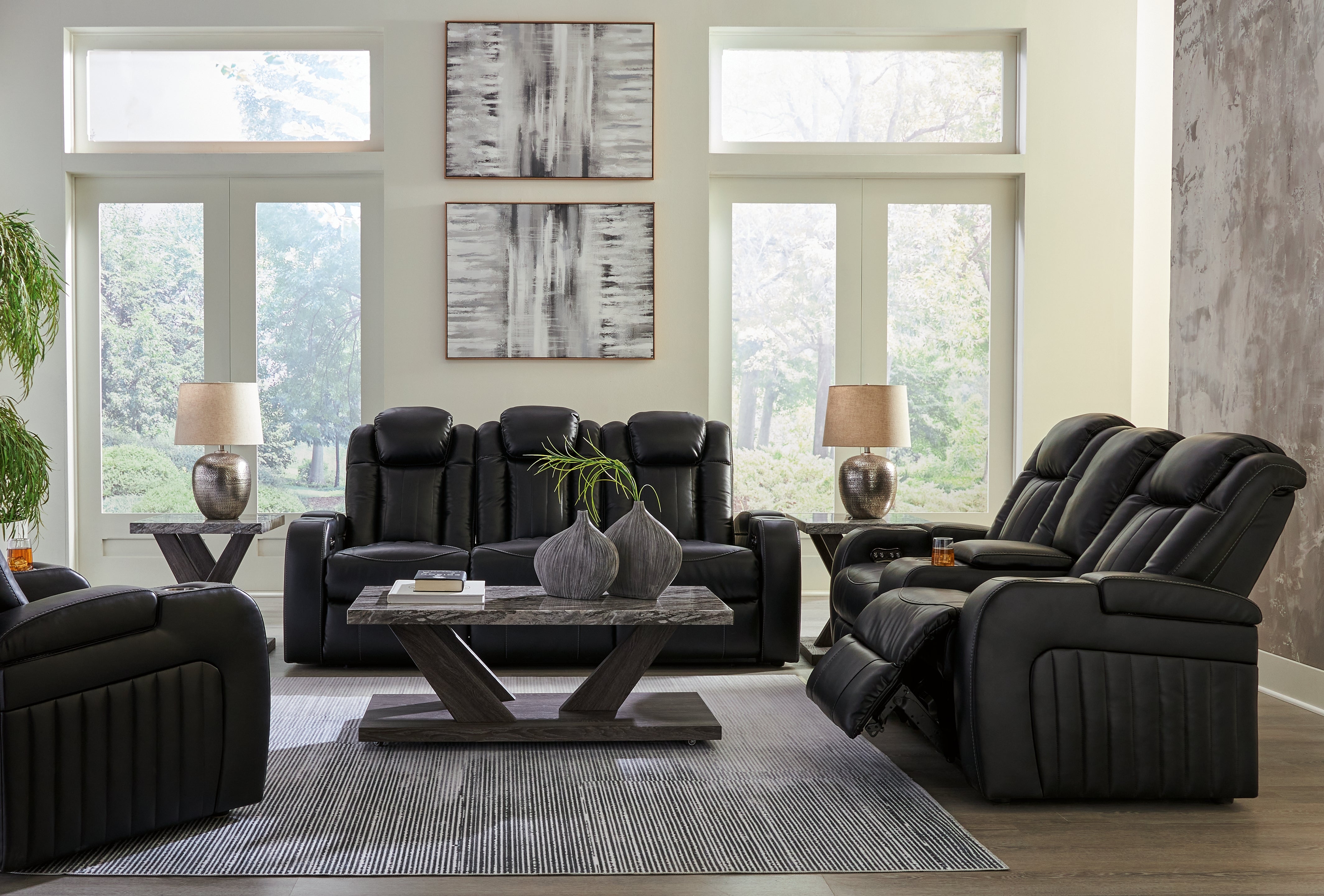 Diamond Furniture - Ashley Furniture - Caveman Den Power Reclining Sofa - Power Reclining Sofa, Loveseat and Recliner / Midnight - 90703U2